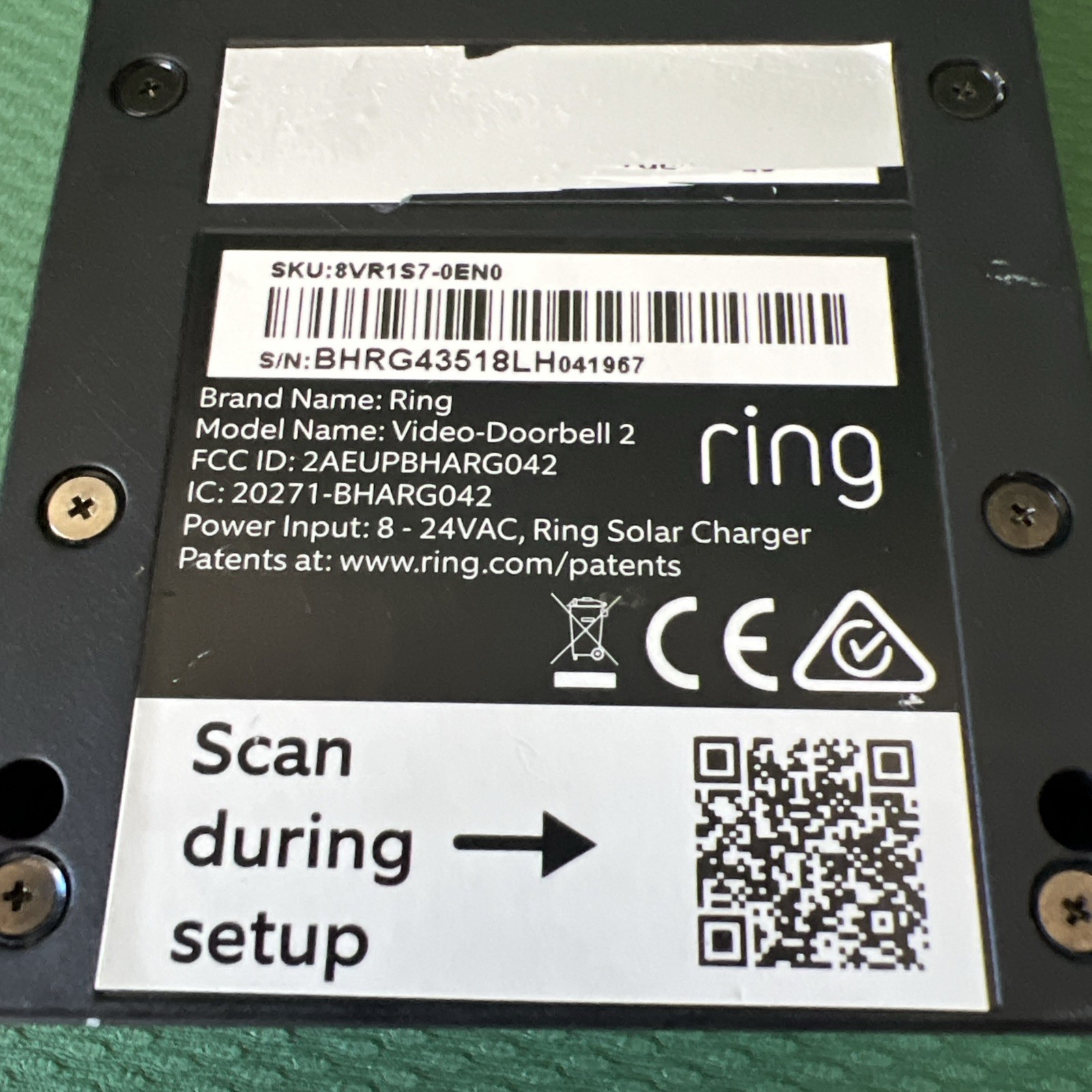 Ring Video Doorbell (Second Generation) Wi-Fi 1080p HD Camera