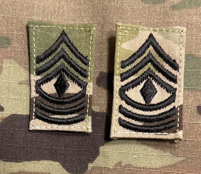 US Army 1SG/E8 Cap Rank (2) OCP Sew-On First Sergeant