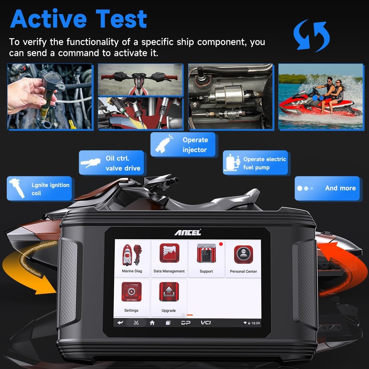ANCEL MR500 Outboard Engine Marine Diagnostic Scanner For Mercury OBD Scan Tool