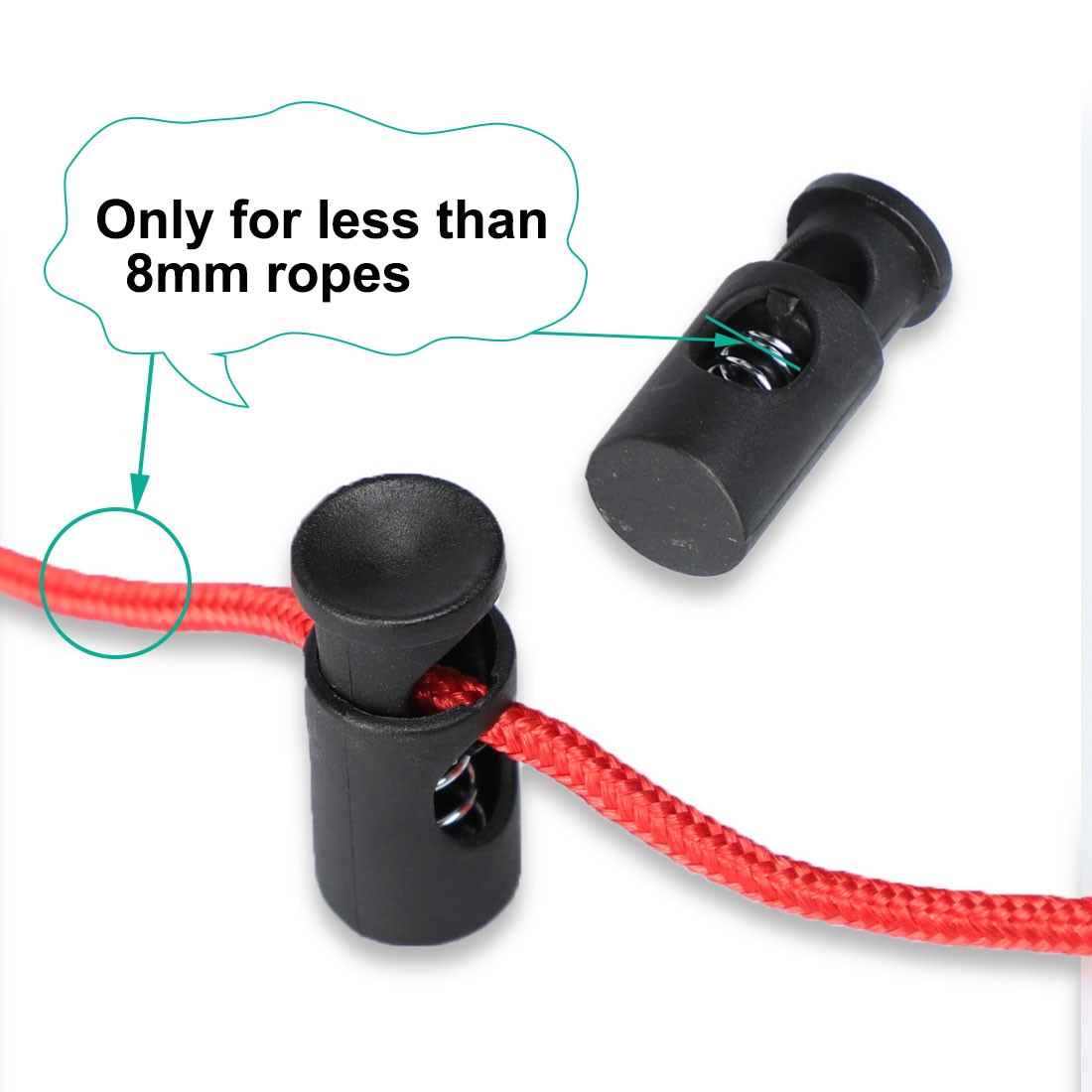 20pcs Plastic Cord Lock Stoppers Spring Toggle Ends Fastener Organizer Black