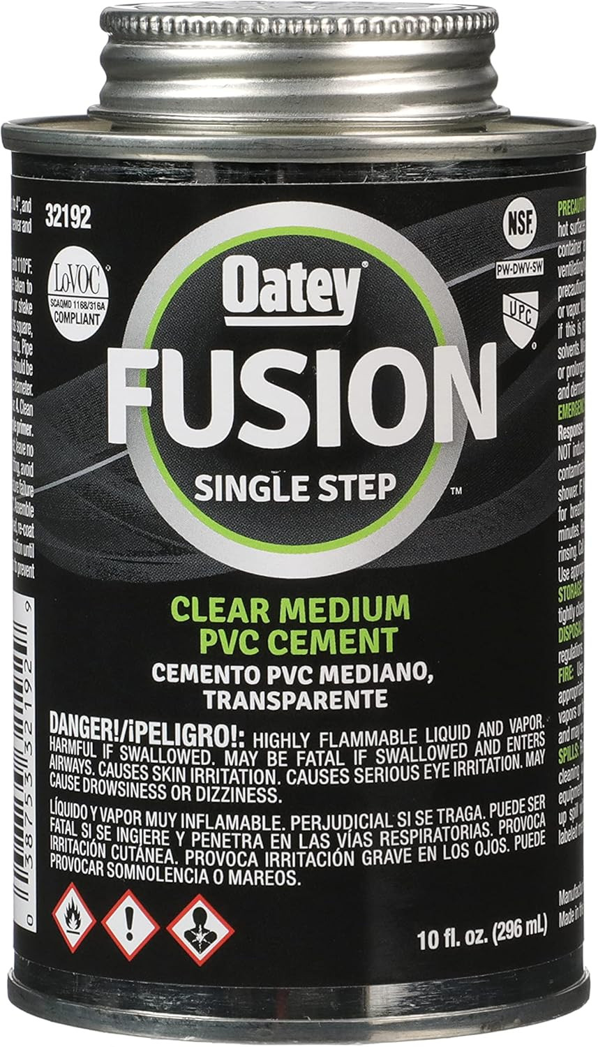 32192 Fusion One-Step Self-Priming Medium-Bodied PVC Cement, 10 Oz, Clear