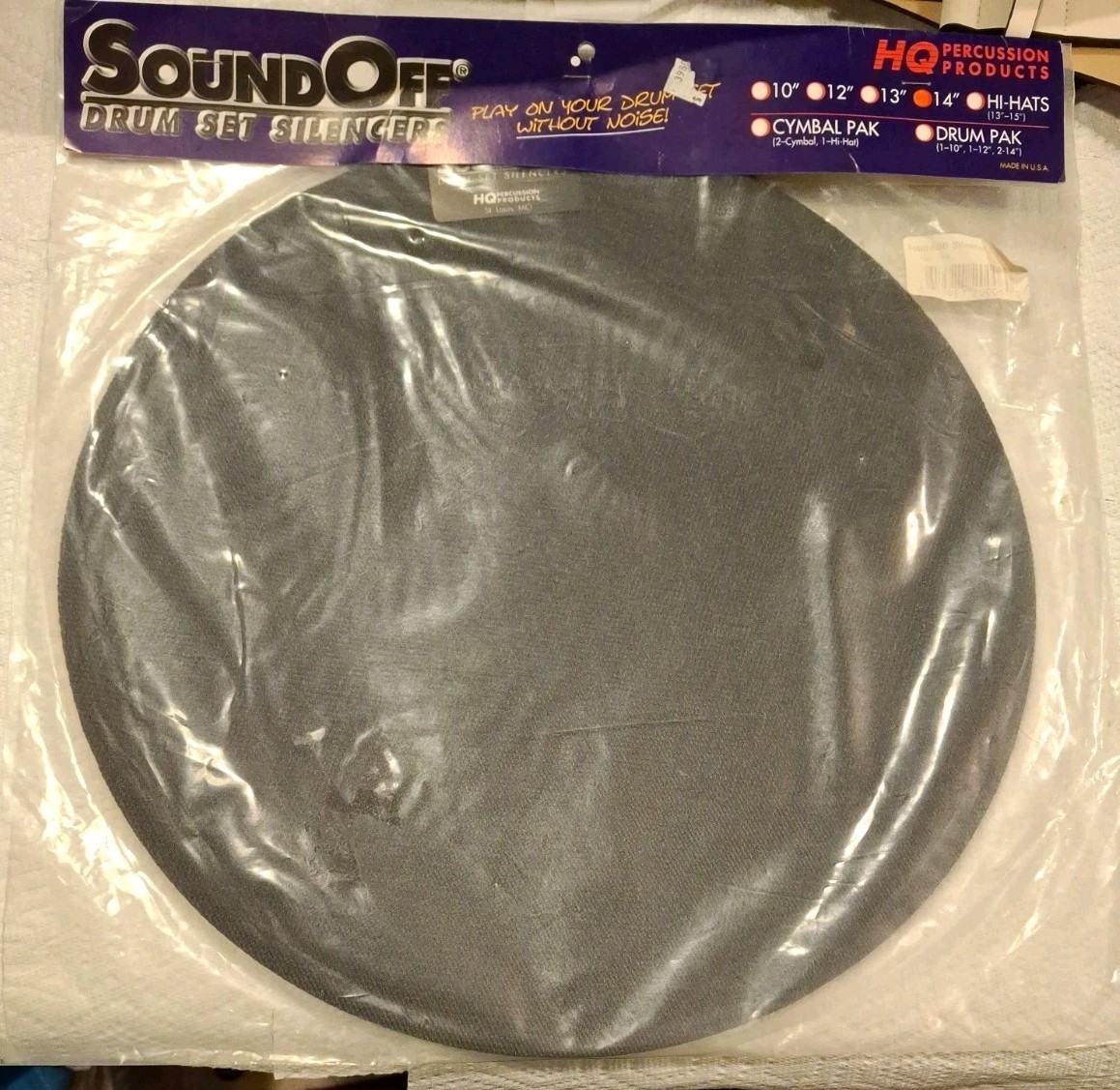 Vintage HQ Percussion SoundOff Drum Silencer Pad Mute - Brand New Sealed 14"