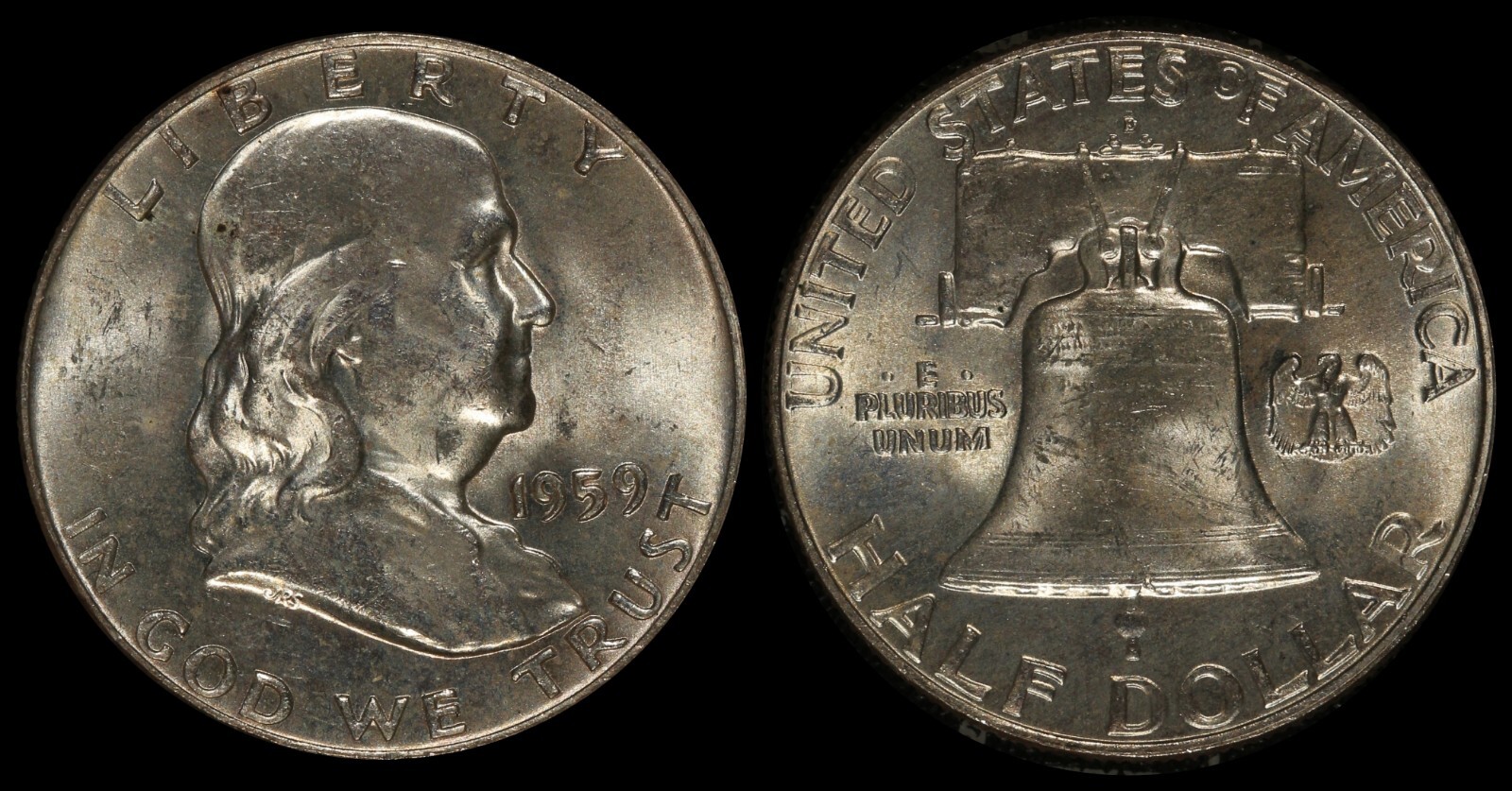 1959 D Franklin Half Dollar Silver US Type Coin Bell Obsolete Liberty Bell