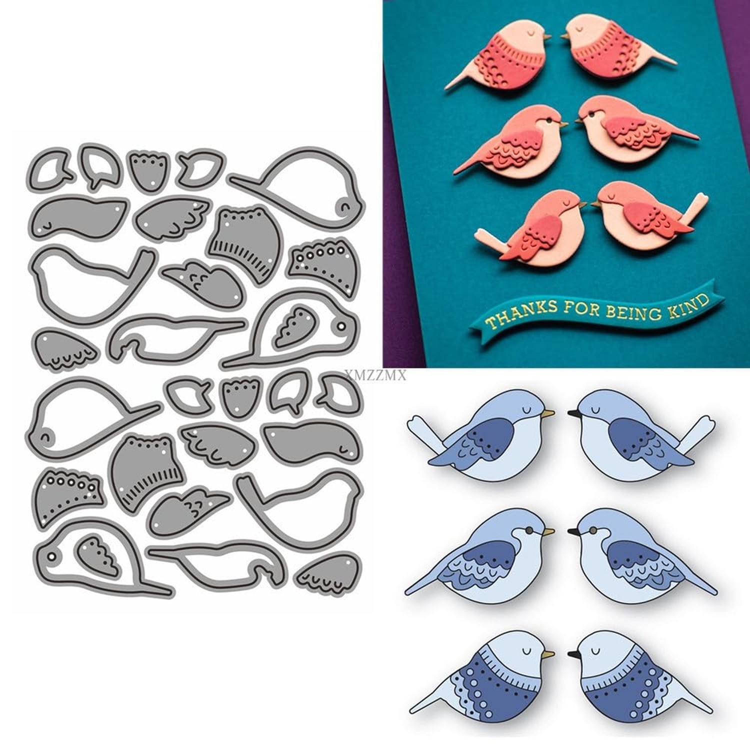 Patchwork Six Birds Metal Cutting Dies for Card Making, Paper Embossing Die C...