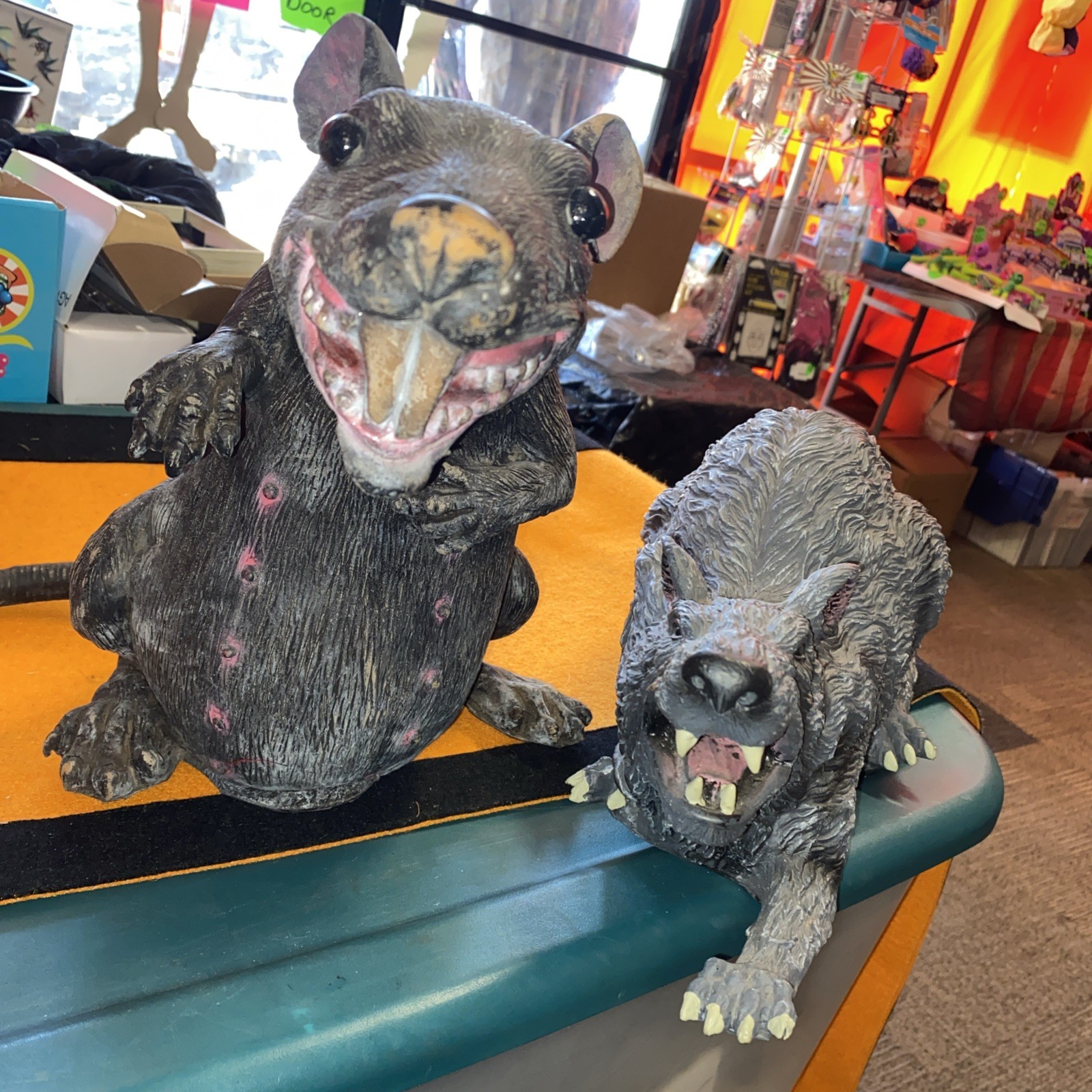 Halloween Prop Lot Of Two Rare Latex Foam RATS. HTF Versions. Nice Condition.
