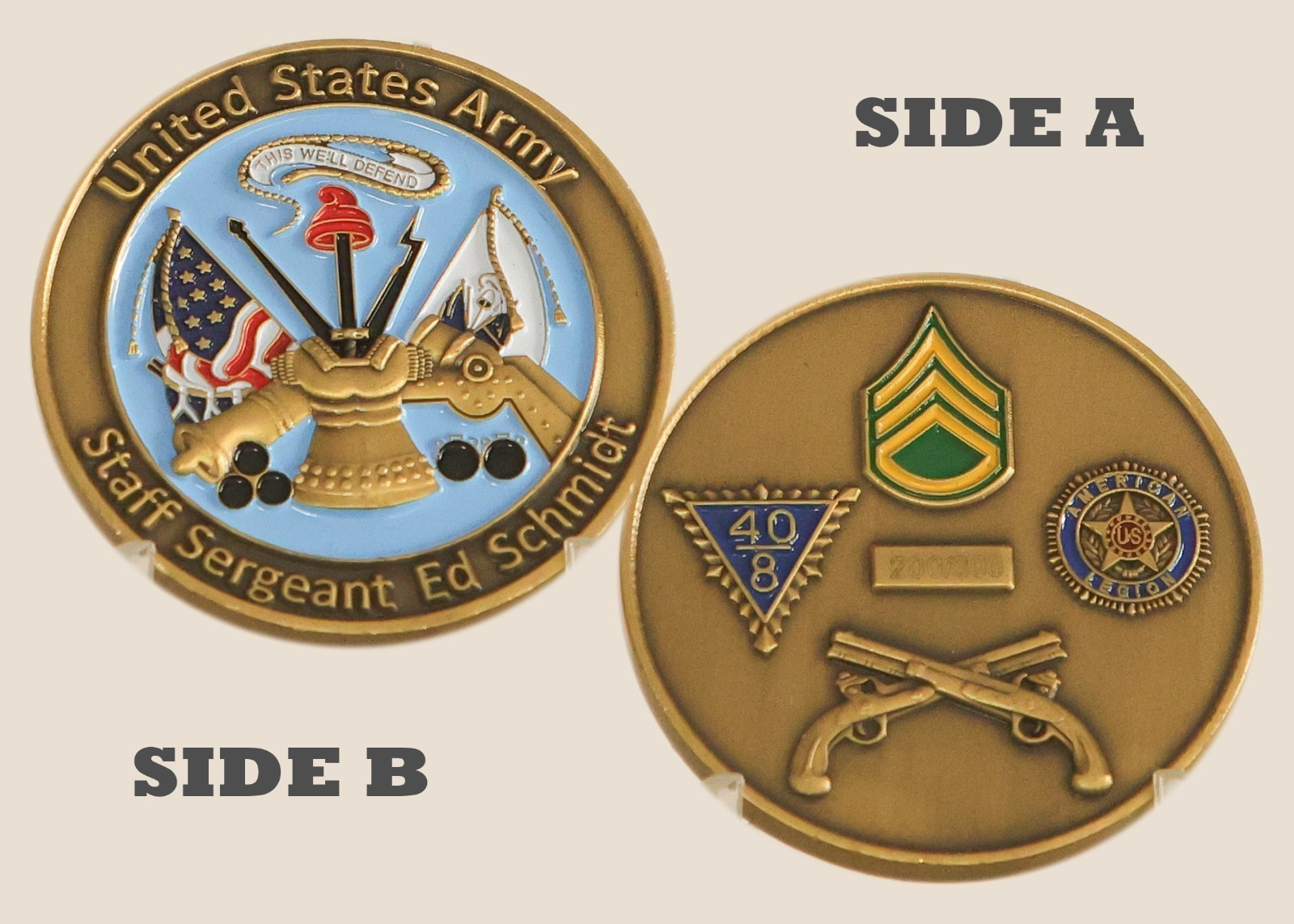 US Army Staff Sergeant Ed Schmidt 40/8 Challenge Coin 1#7