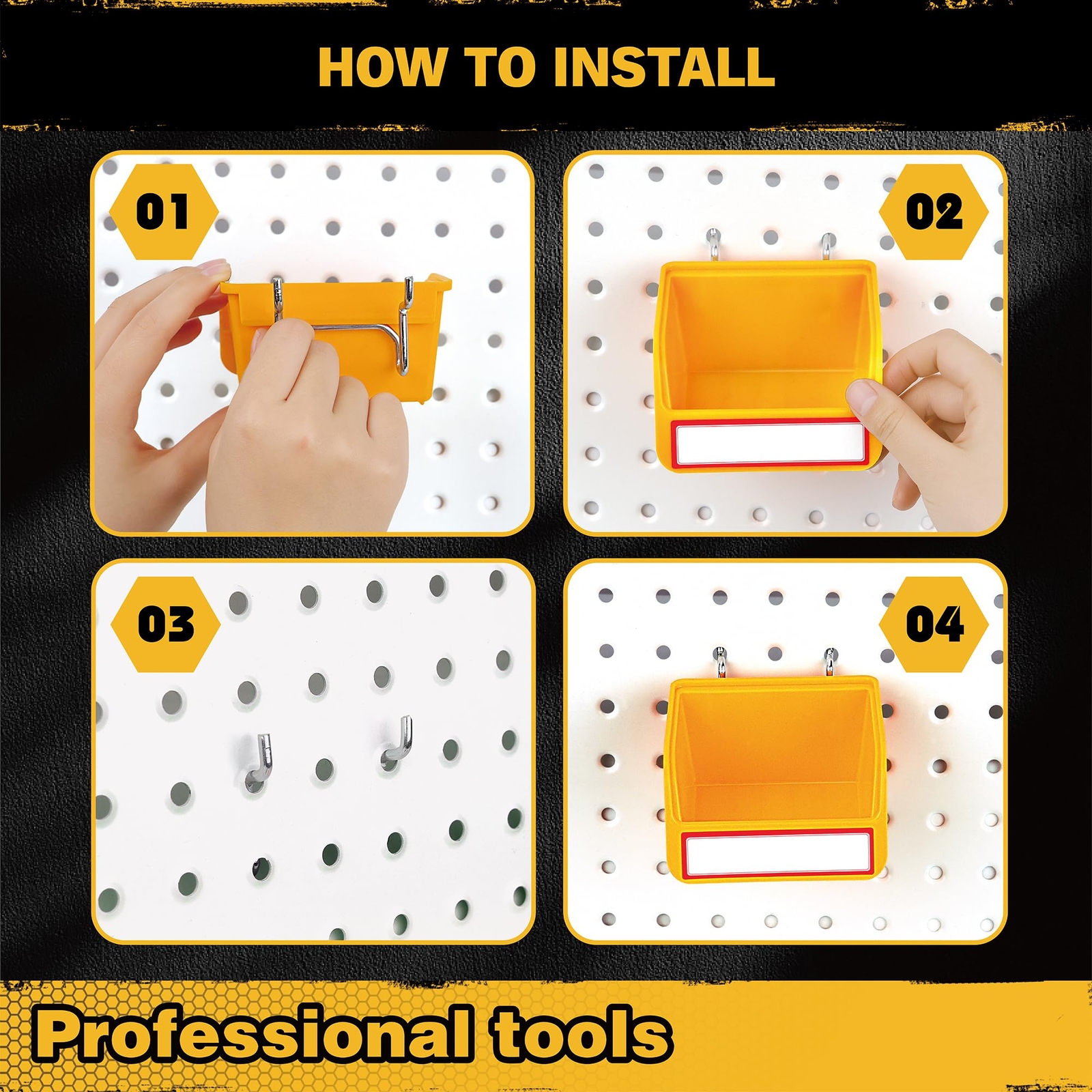 6Pack Pegboard Bins Parts Storage Tool Workbench Bins for Screws Nuts Bolts