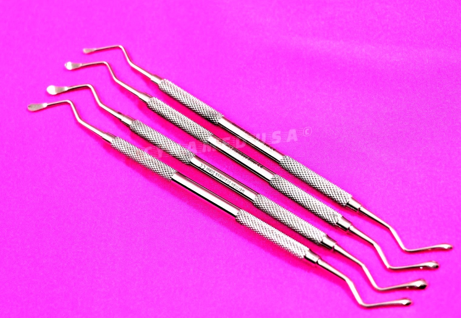 NEW PREMIUM GERMAN STAINLESS Lucas curette Periodontal Bone Curettes Set of 4,