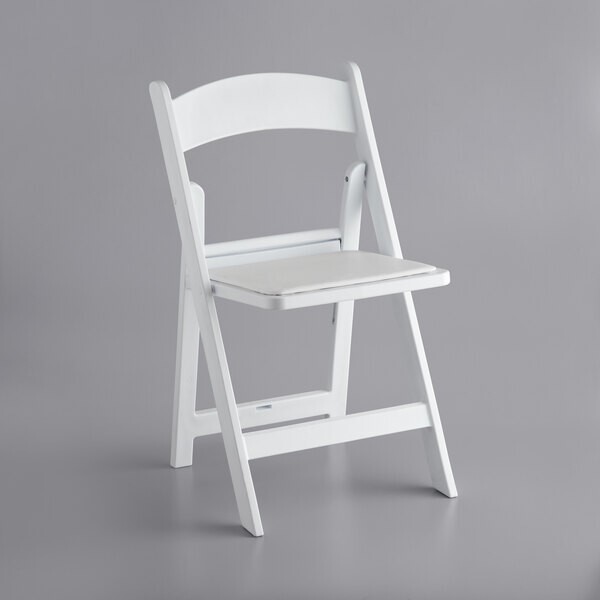 100 PACK White Resin Folding Chair with White Vinyl Padded Seat