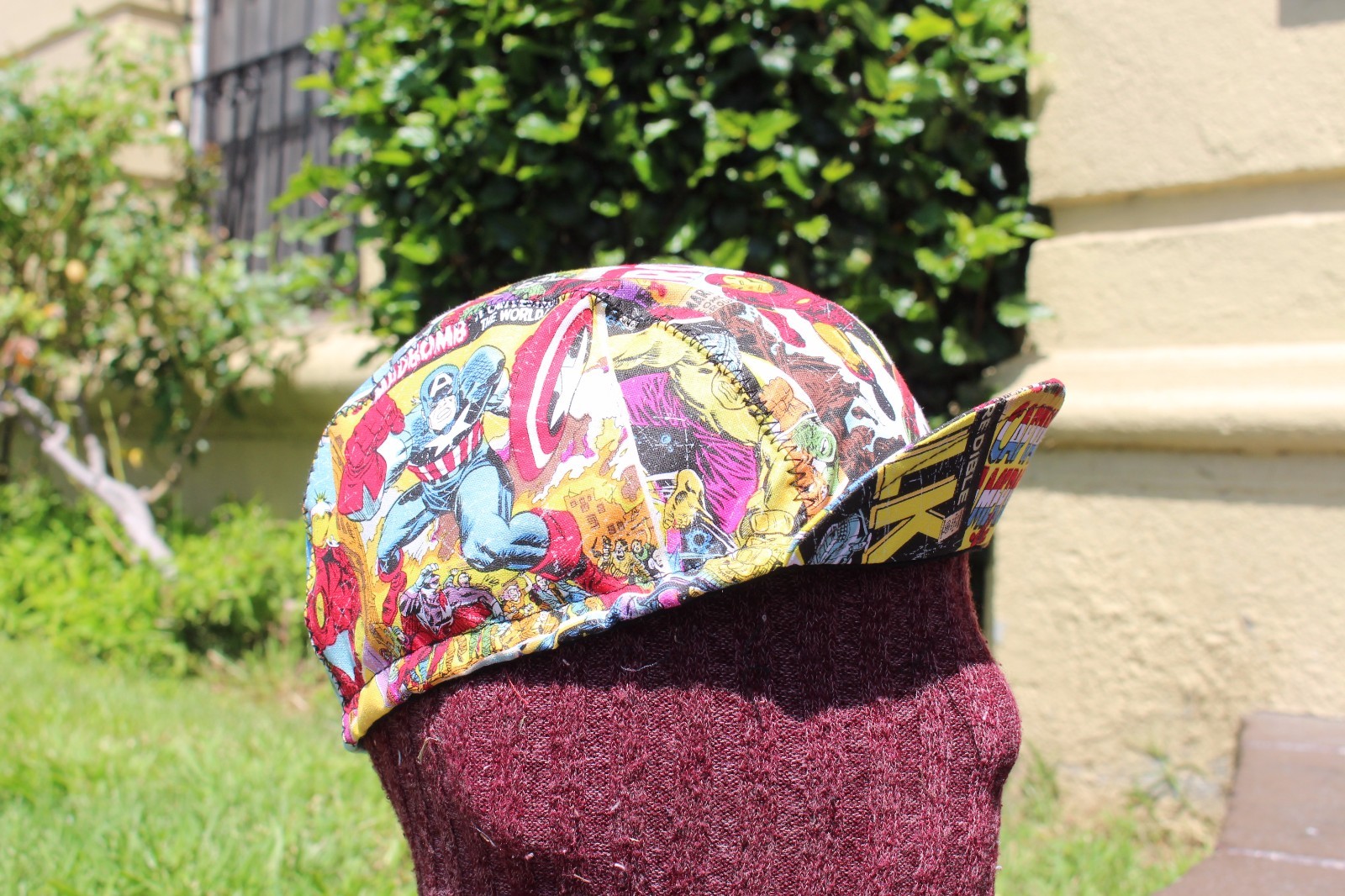 CYCLING CAP MARVEL COMIC HANDMADE IN USA ONE SIZE ANY SIZE