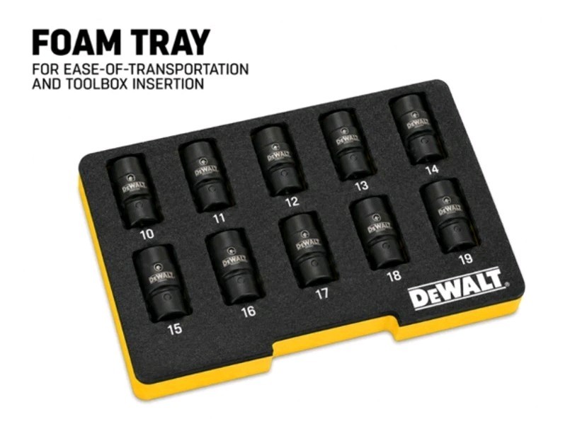 10 Pc 3/8" Metric Drive Universal Impact Socket Set Dewalt Mac Tools Foam 10-19