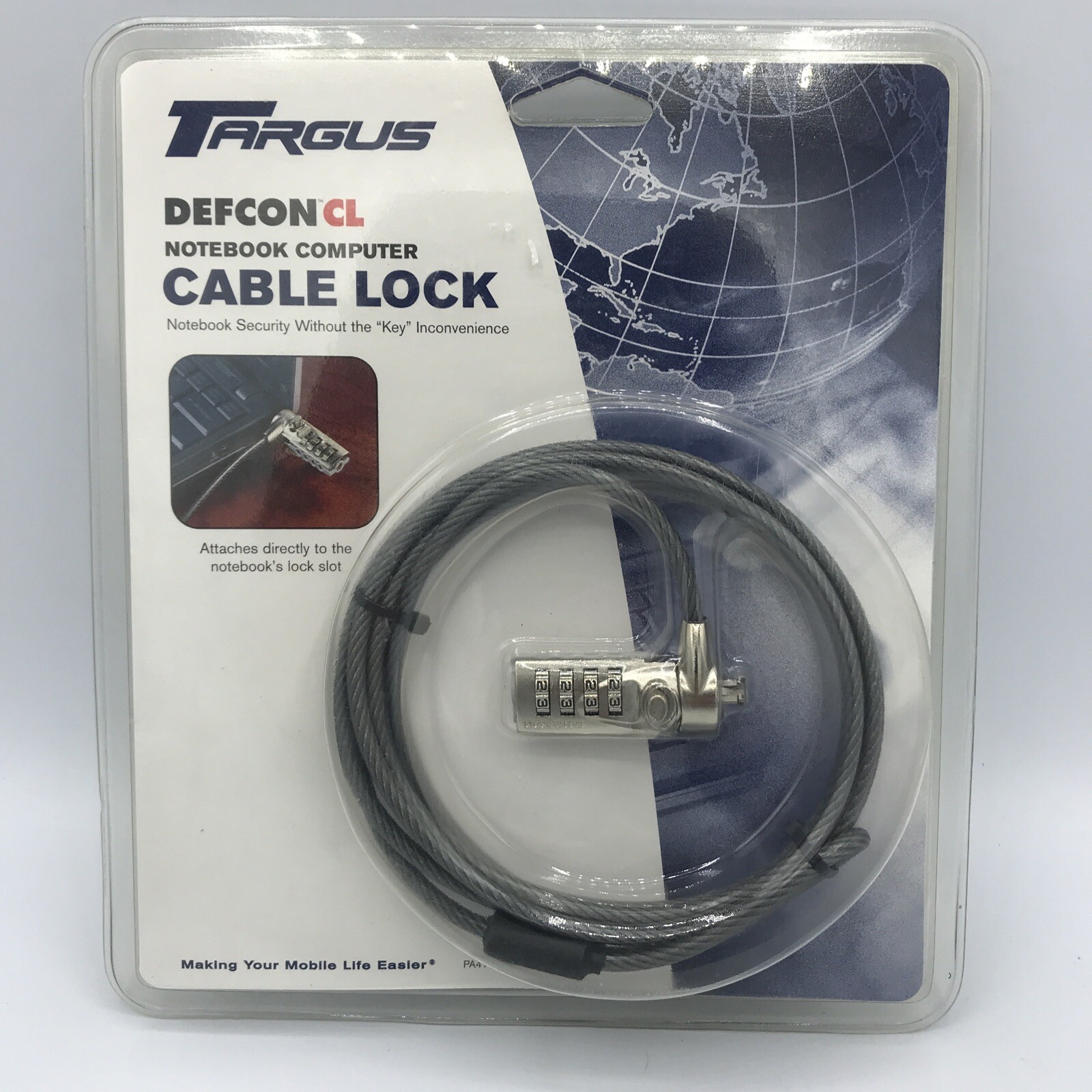 Targus DEFCON CL School Laptop Computer Cable Anti Theft Lock 4 Digit-Code