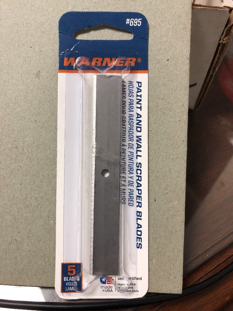 Warner Tools 695 Big Blade Scraper Replacement Blades 4-Inch Card of 5 USA MADE
