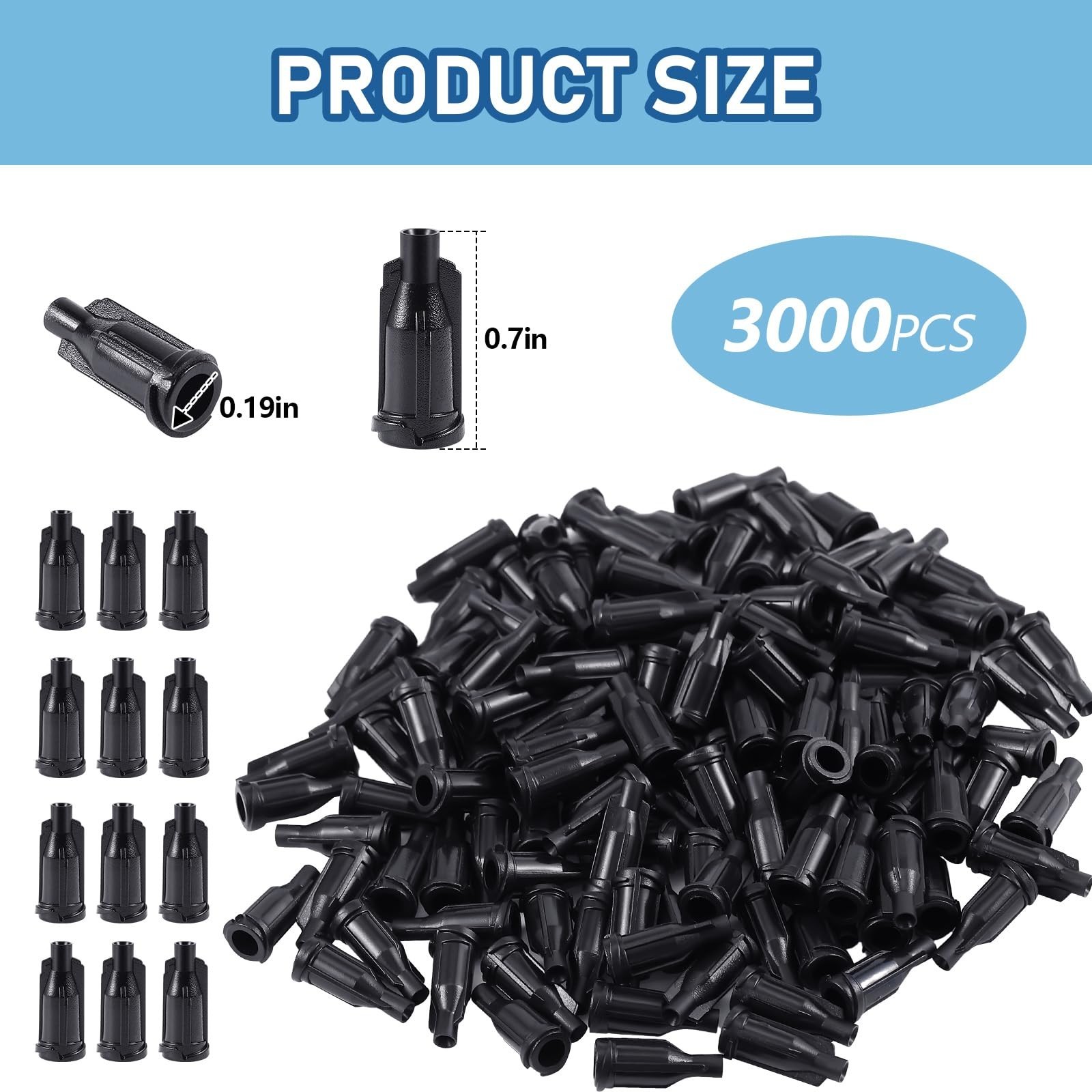 2000 Pack Black Precision Dispensing Tips for Crafting & Industrial Use