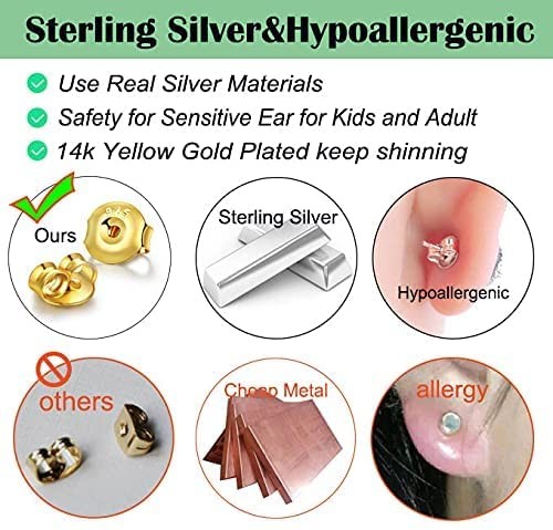 6PAIRS 14K Gold Earring Backs Replacement Ear Locking for Stud Earrings NEW