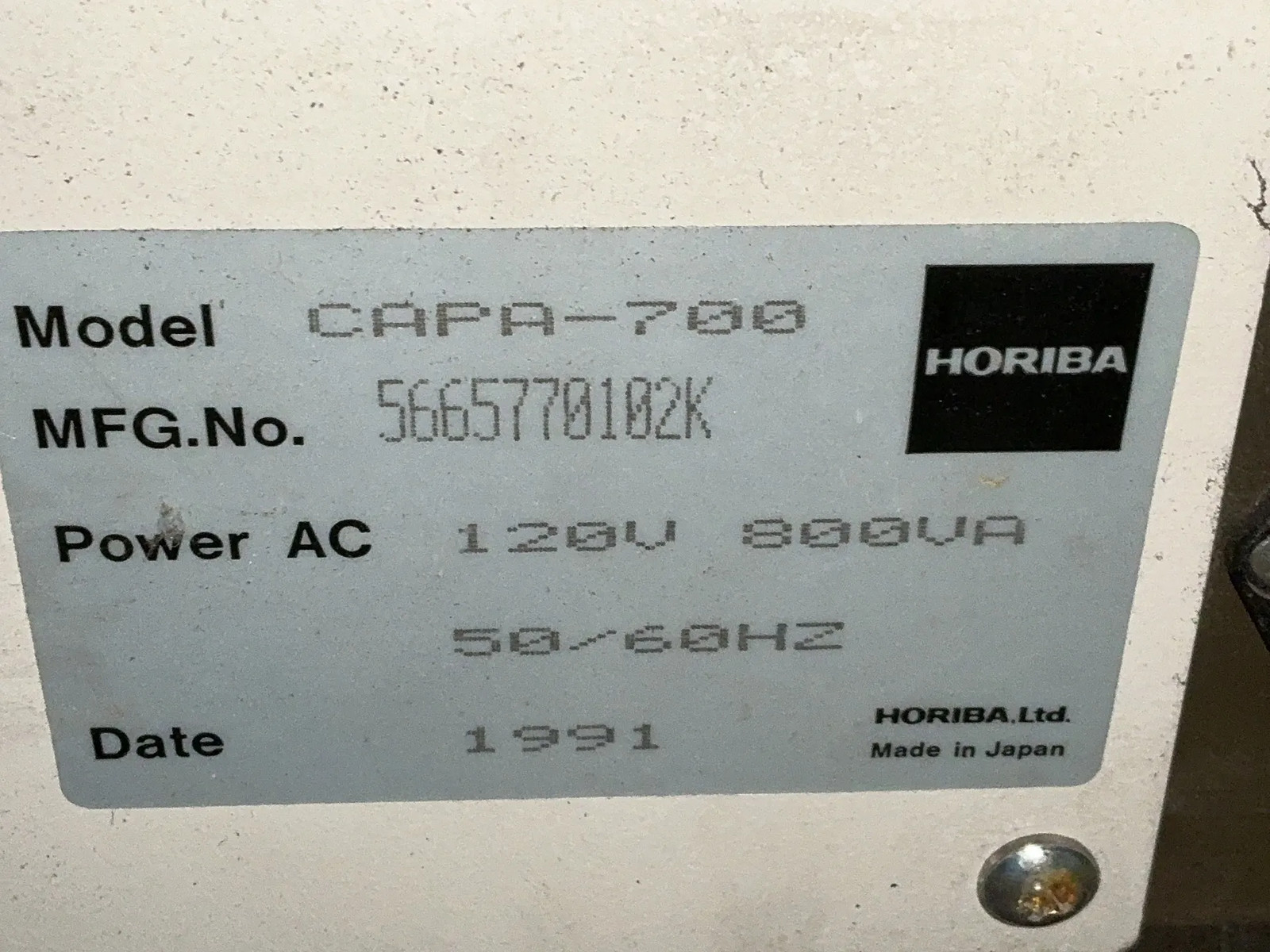 HORIBA PARTICLE SIZE DISTRIBUTION ANALYZER CAPA-700