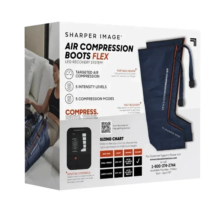 Sharper Image Air Compression Boots Flex Leg Recovery System Large/X-Large Blue