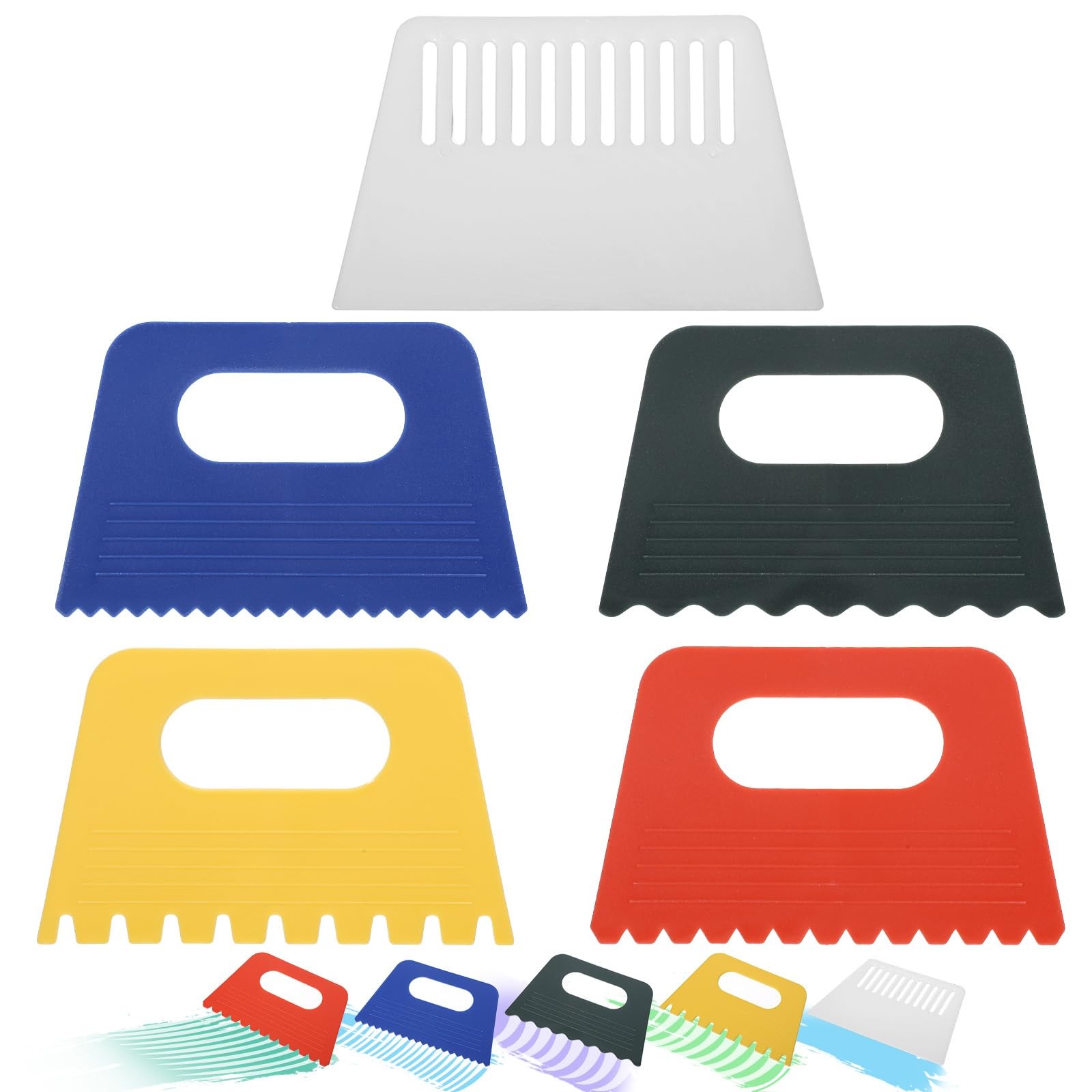 5 PCS Textured Art Tools, Plastic Paint Putty Scraper, Textured Art Supplies ...