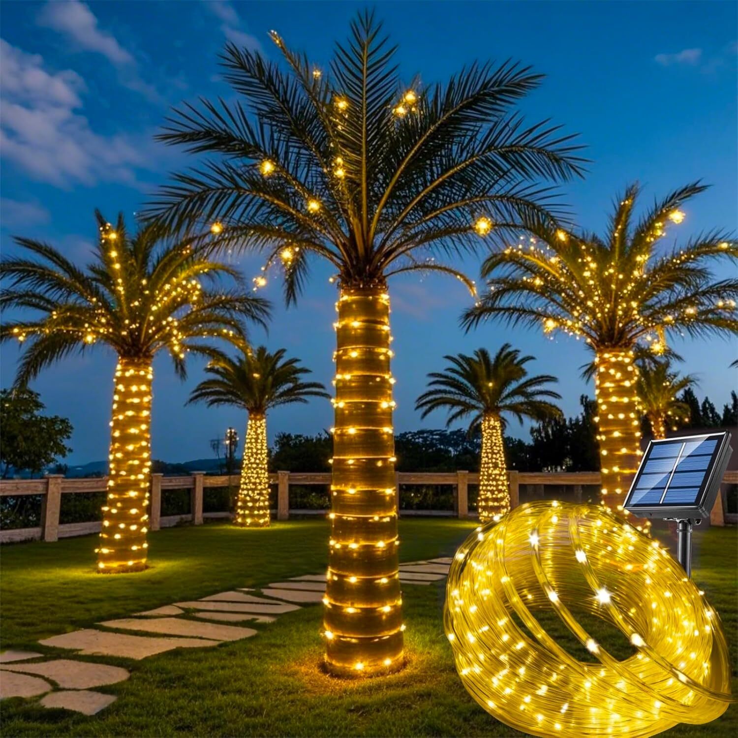Solar String Lights Outdoor Waterproof Lights Garden Decor Rope Tube LED Lamp
