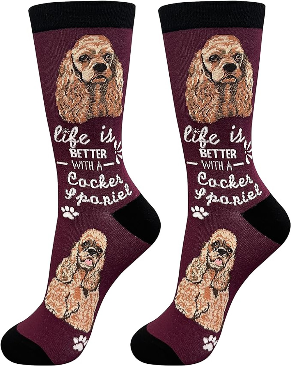 E&S Pets Pet Lover Socks, Life is Better with a Cocker Spaniel