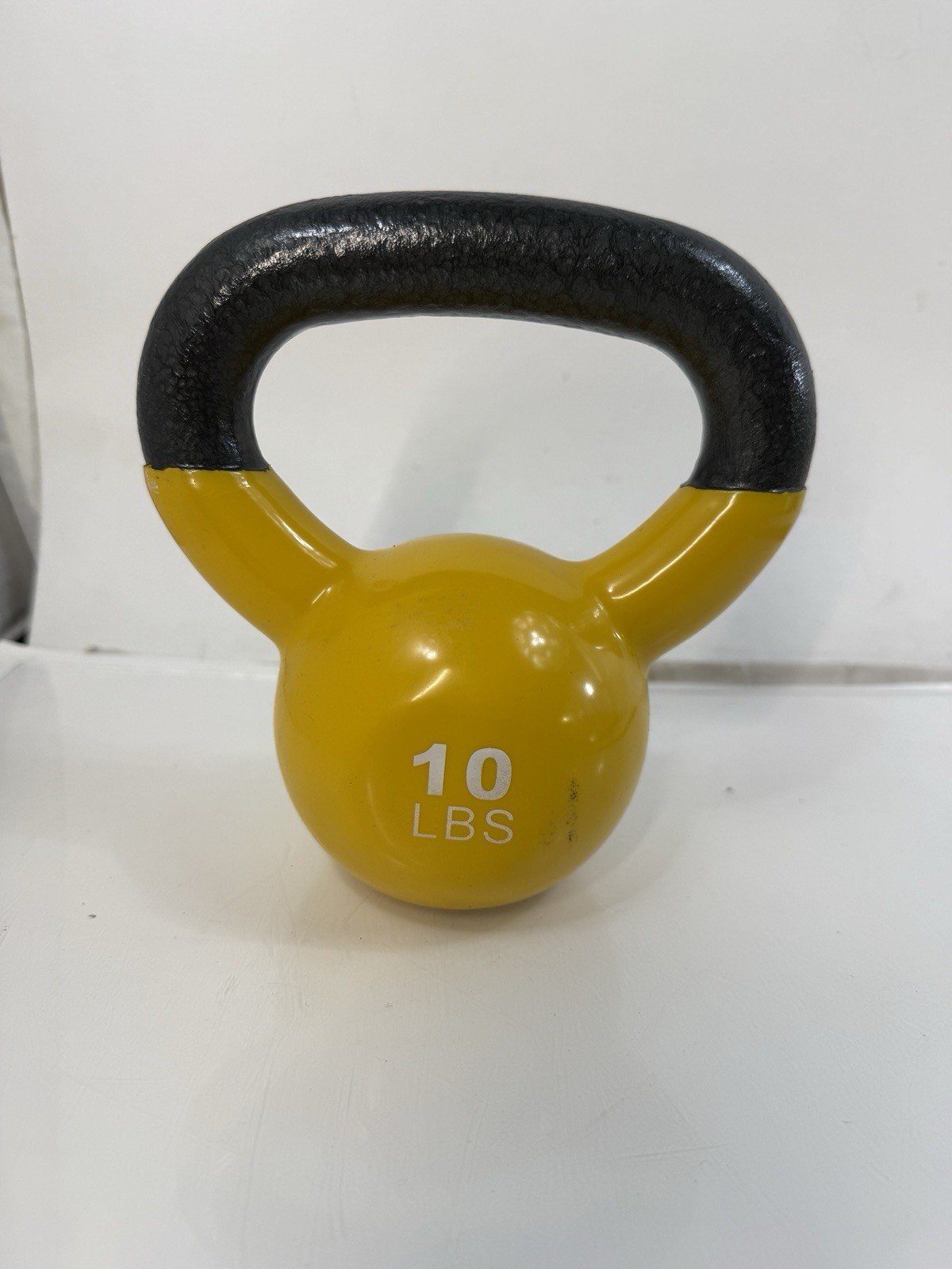 10 Lbs Kettlebell Yellow Vinyl Coated Cast Iron Weights Exercises Home Gym