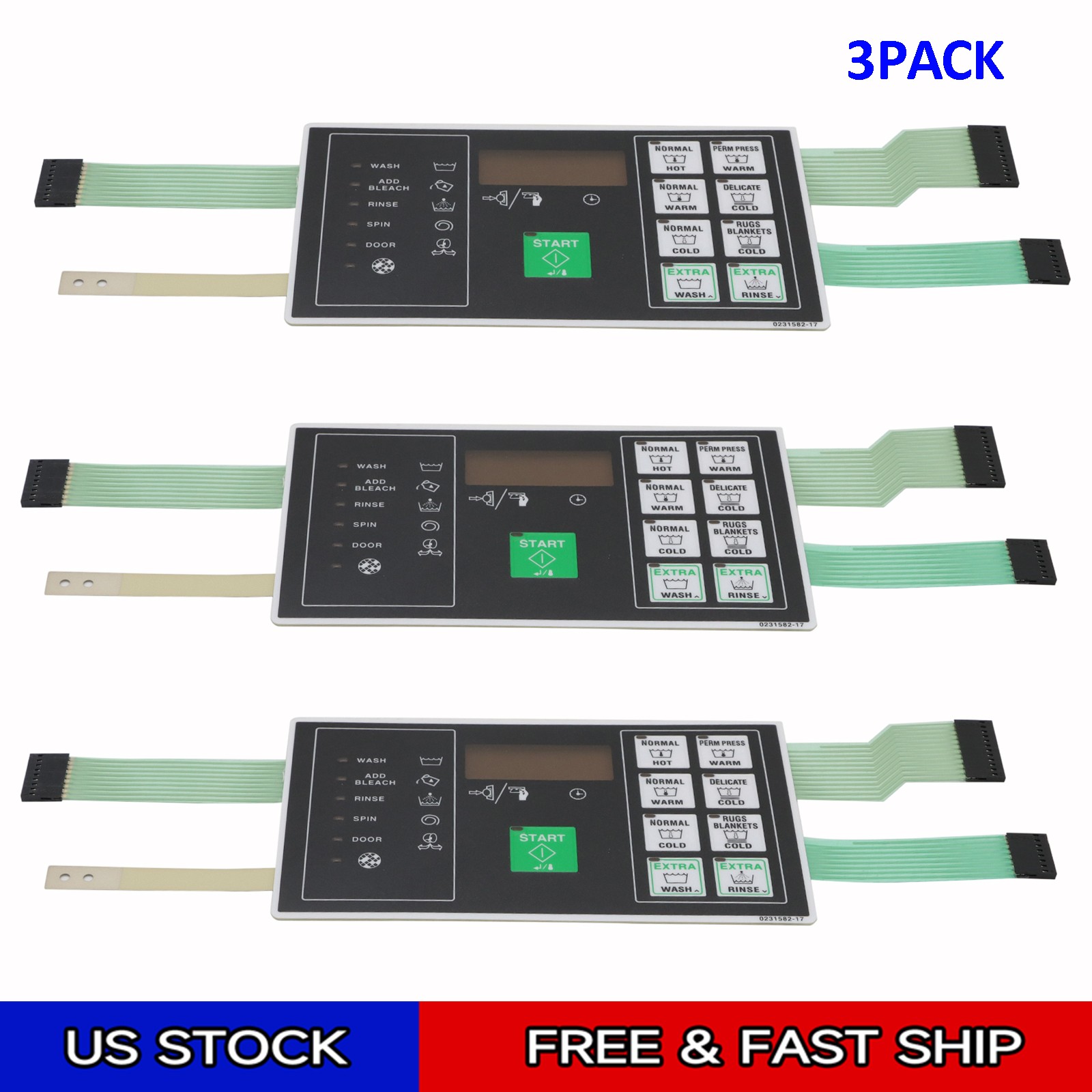 3xTOUCHPAD KEYPAD FOR HUEBSCH WASHER HC AC/X/Y,ENGL WHT F0231582-17 F0231582-17P