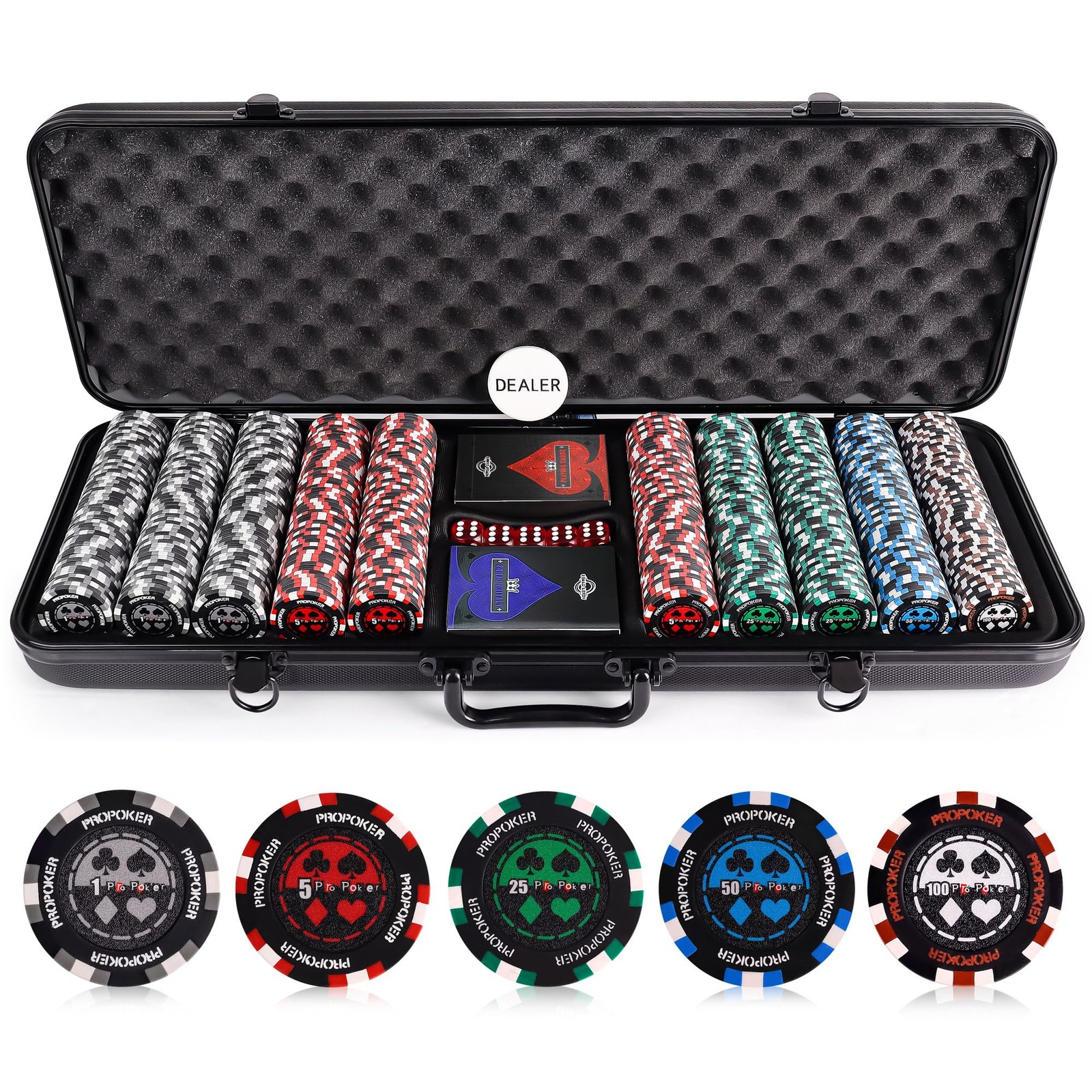 Poker Chips 13.5g 500 Piece Clay Casino Texas Holdem Set With Denominations