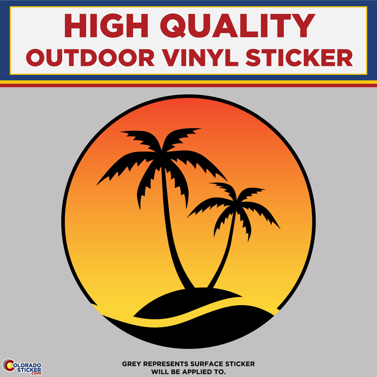 Sunny Beach Circle, High Quality Vinyl Stickers