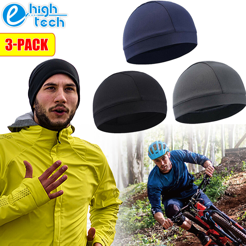 3PCS Men Skull Cap Helmet Liner Quick Drying Outdoor Cycling Running Beanie Hat