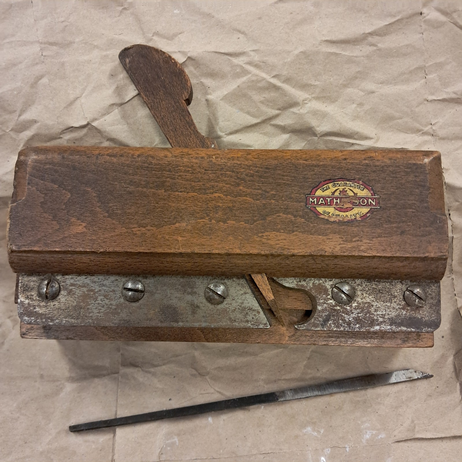 Antique/Vintage Wooden Rebate Rabbet Plane, Matheson (Glasgow)