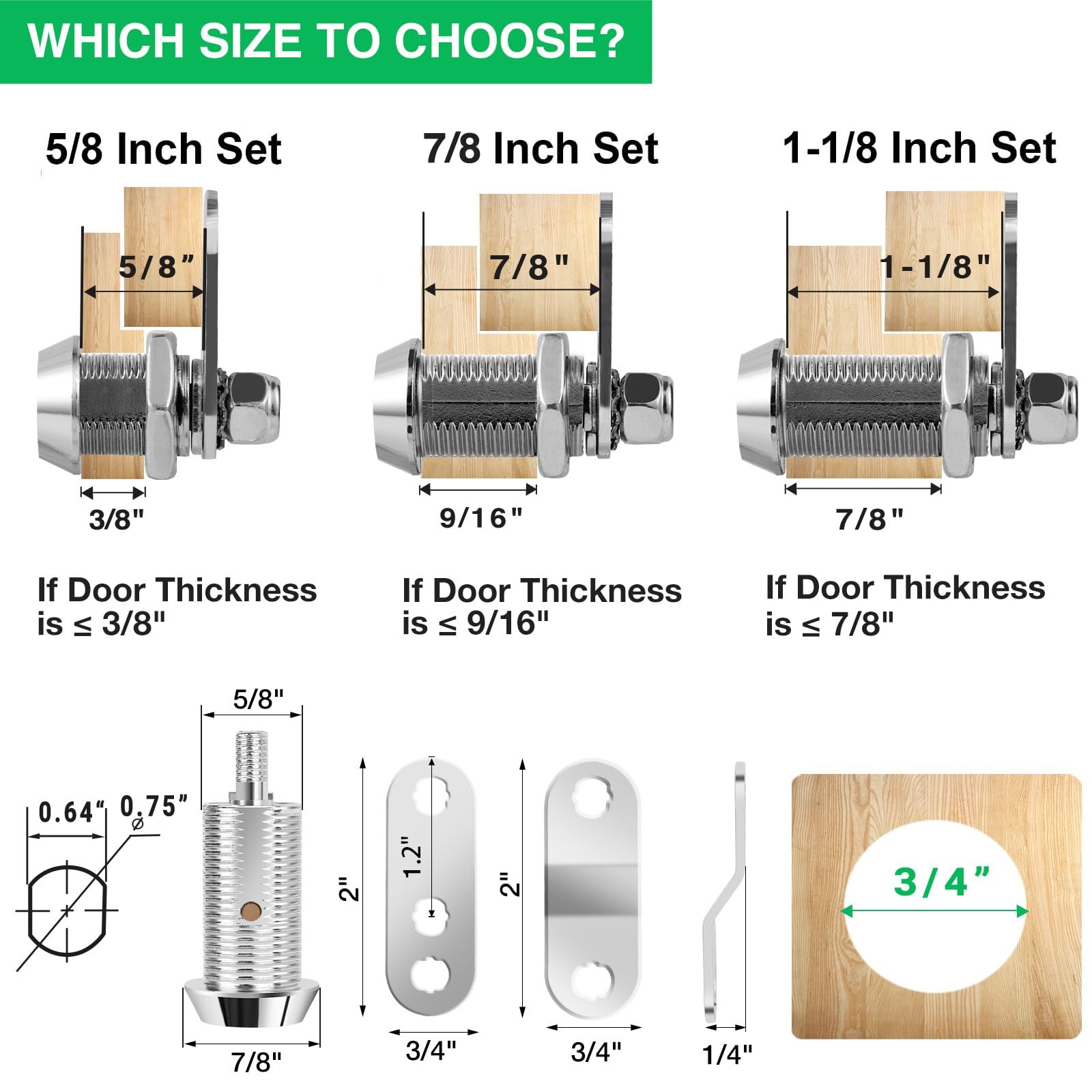 2 Pack Tool Box Lock with Keys, 5/8" Cabinet Lock Cam Lock Keyed Alike, Toolb...