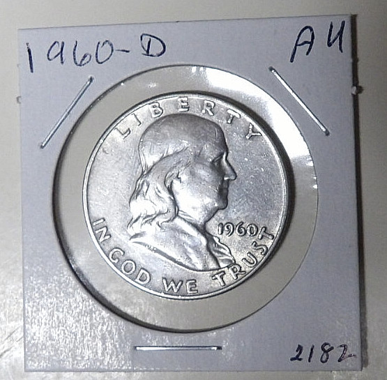 AU 1960-D Franklin Silver Half Dollar About Uncirculated Denver Mint (52925)