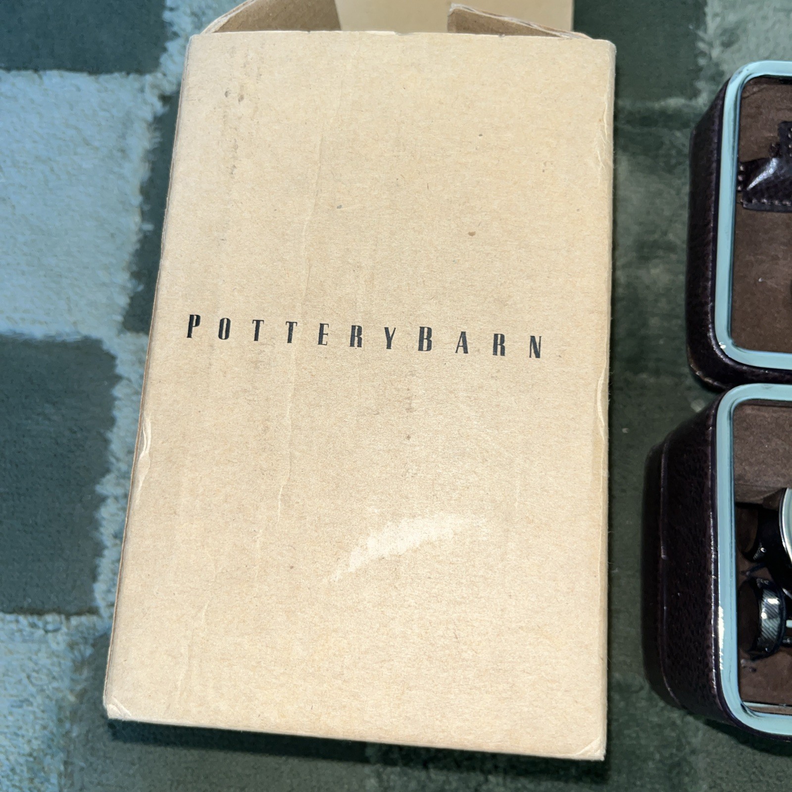 Pottery Barn Miniature Gentleman's Travel Bar Set Flasks Collapsible Cups