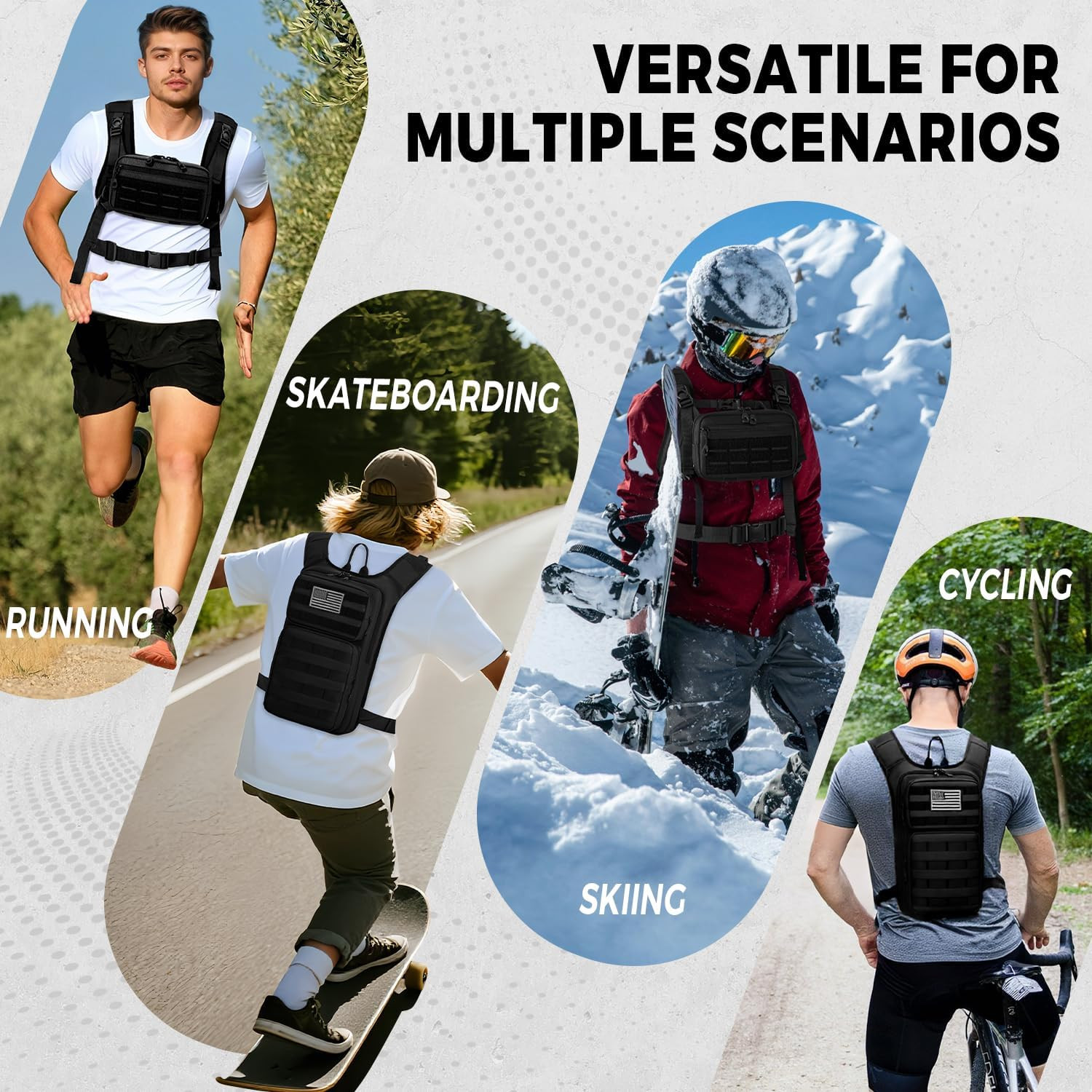 Tactical Hydration Backpack with 2L Water Bladder and Front Small Tactical Pouch