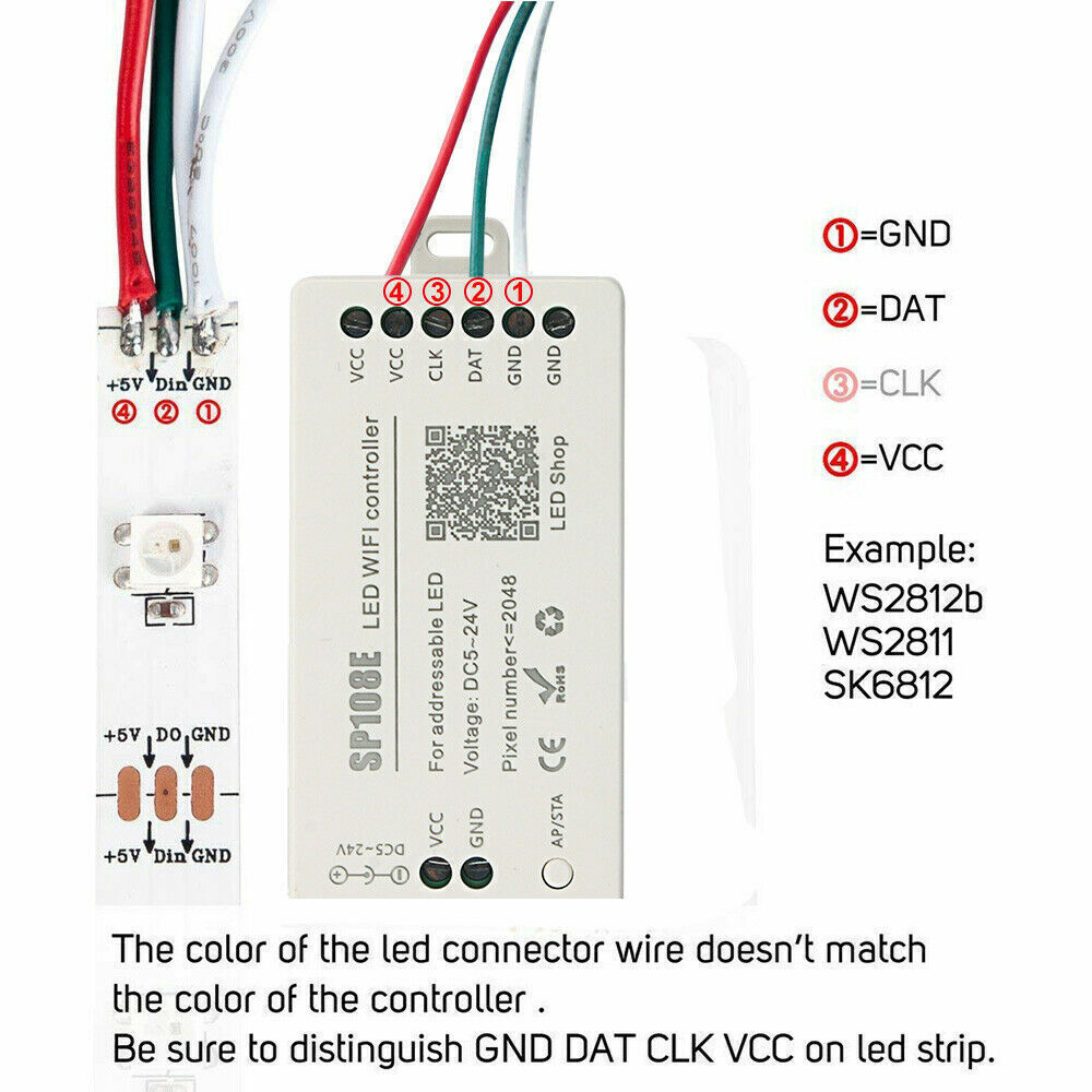 SP108E WIFI LED Controller Smart APP Control for WS2811 2812 LED Strip DC5-24V