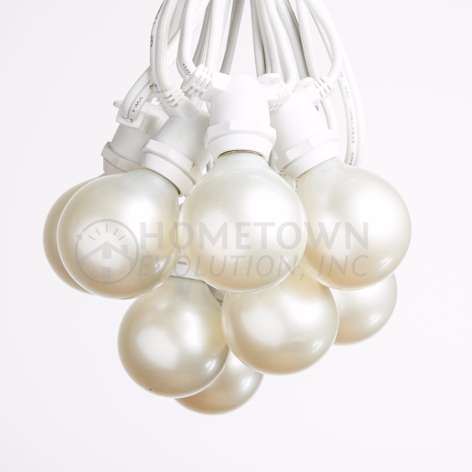 G50 White Pearl Globe C9 Commercial White String Lights (100', 50' and 25')