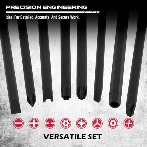 32-Piece Extra Long Security Bit Set - S2 Steel Tamper-Proof Screwdriver Bits, 6