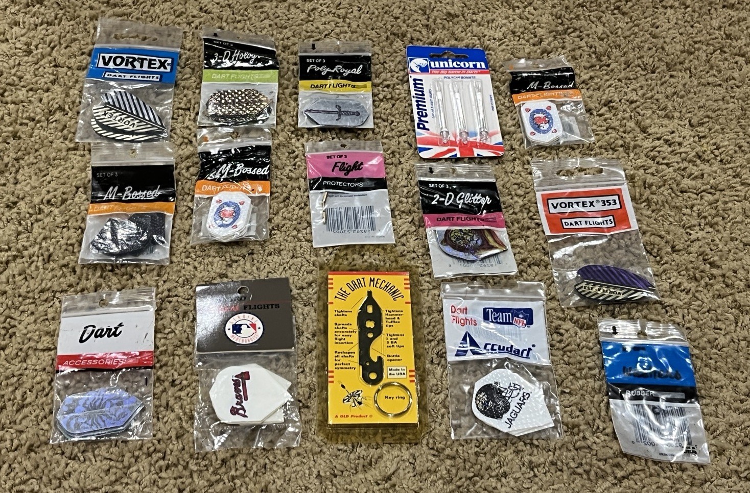 Lot Of Vintage New Dart Accessories Flights Etc !