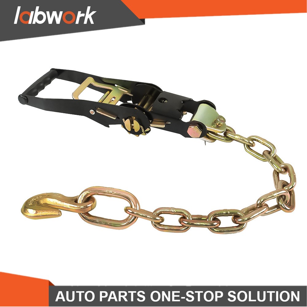 Labwork Car Tie Down with Chain Anchors 4 Pack 2 Inch x 96 Inch Silver