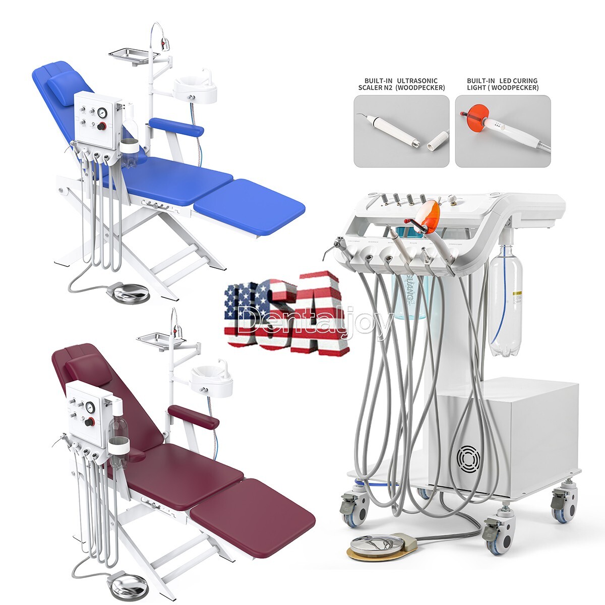 Dental Portable Delivery Unit System Air Compressor 4Holes Mobile Cart /Chair