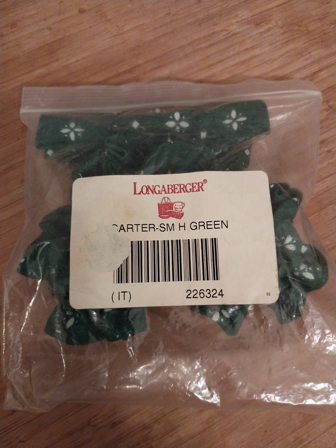 Longaberger Basket Garter Heritage Green Small Bow Tie 226324