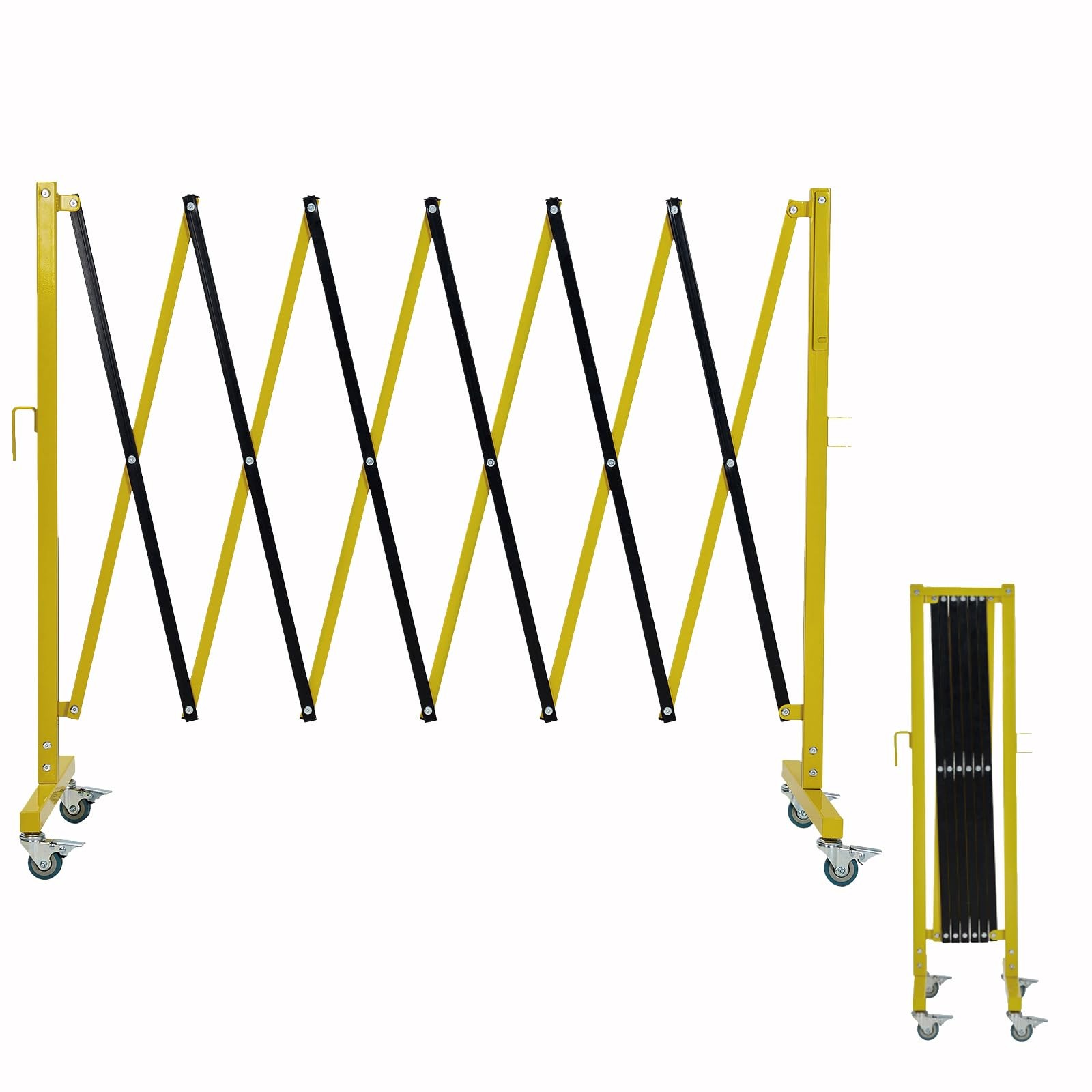 Guard Retractable Fence 11FT Long Folding Security Gate Casters Driveway 1PC