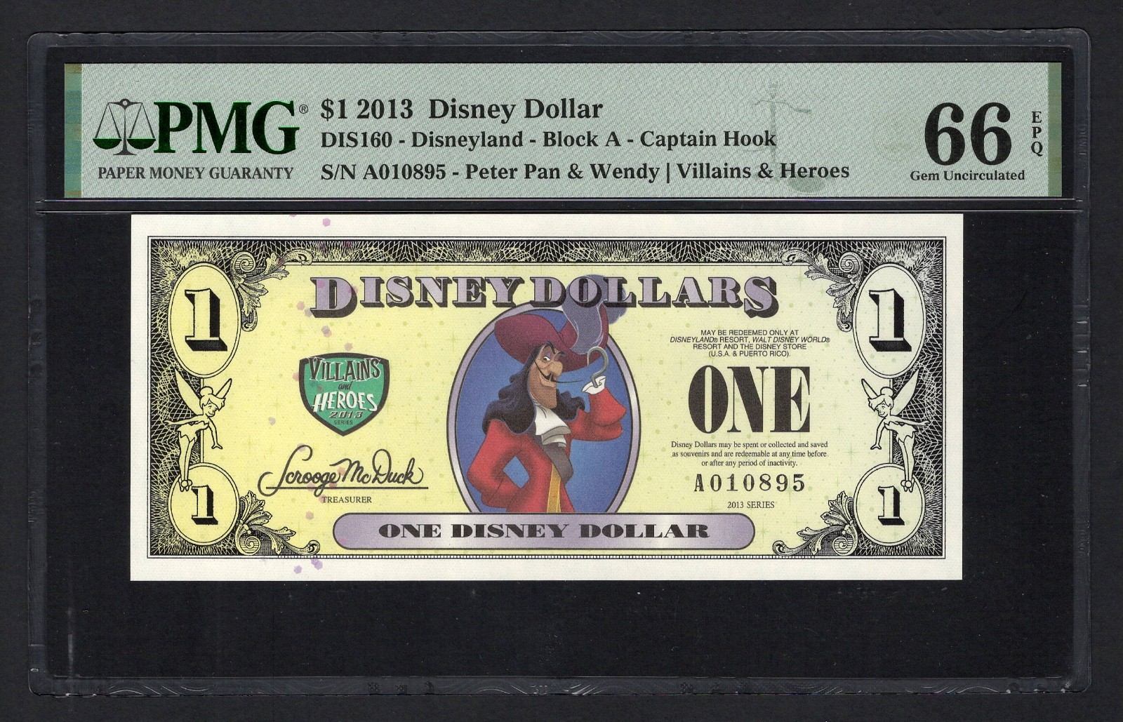 Disney Dollar One Dollar 2013 DIS160 Uncirculated Grade 66