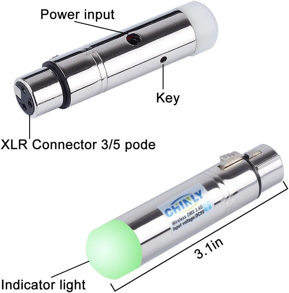 Compact DMX Dfi Wireless Receiver - Real-Time LED Lighting Control, 126 Channels