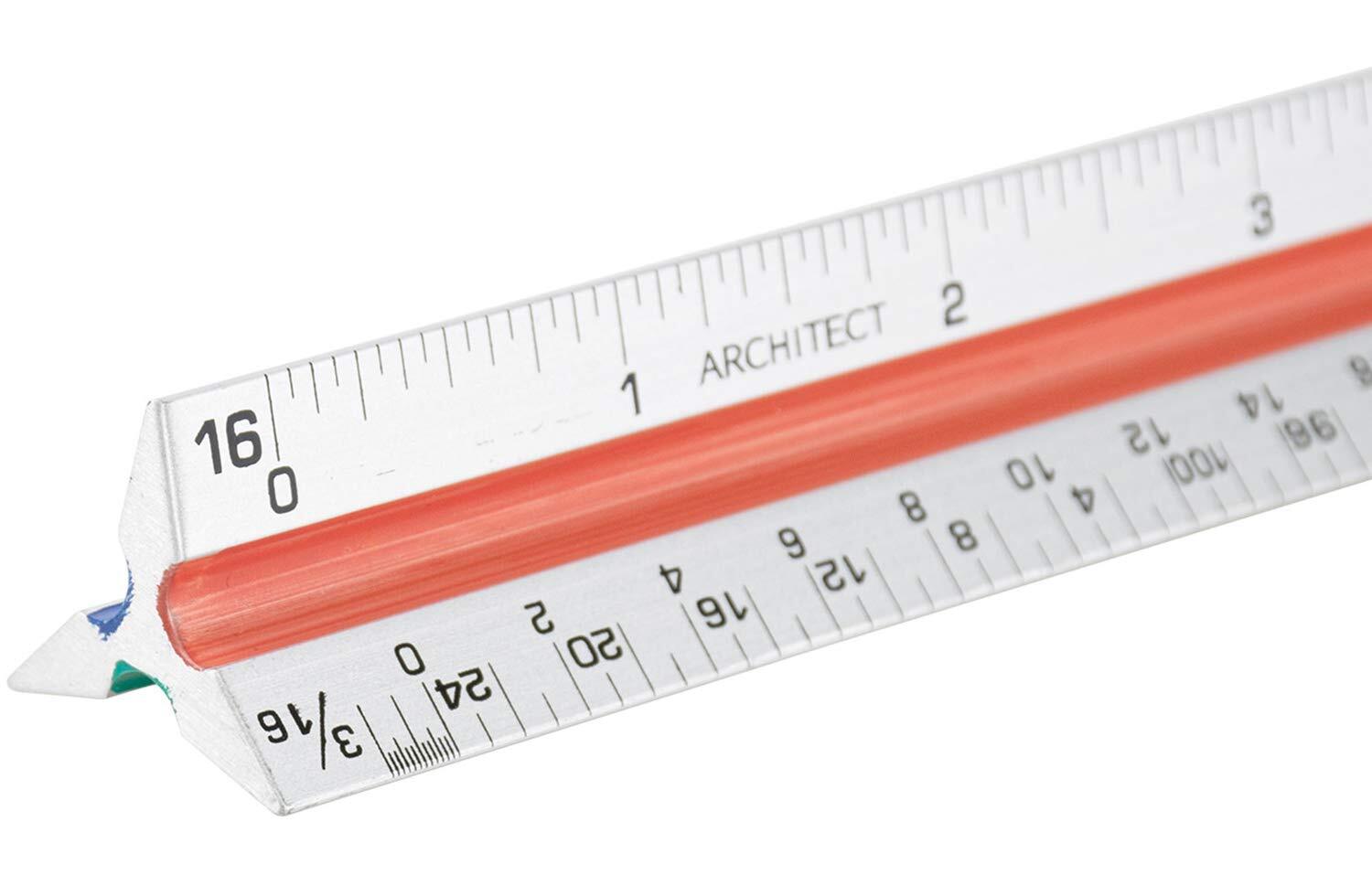 Nicunom 3 Pack Architectural Scale Ruler, 12" Triangular Red, Blue, Green