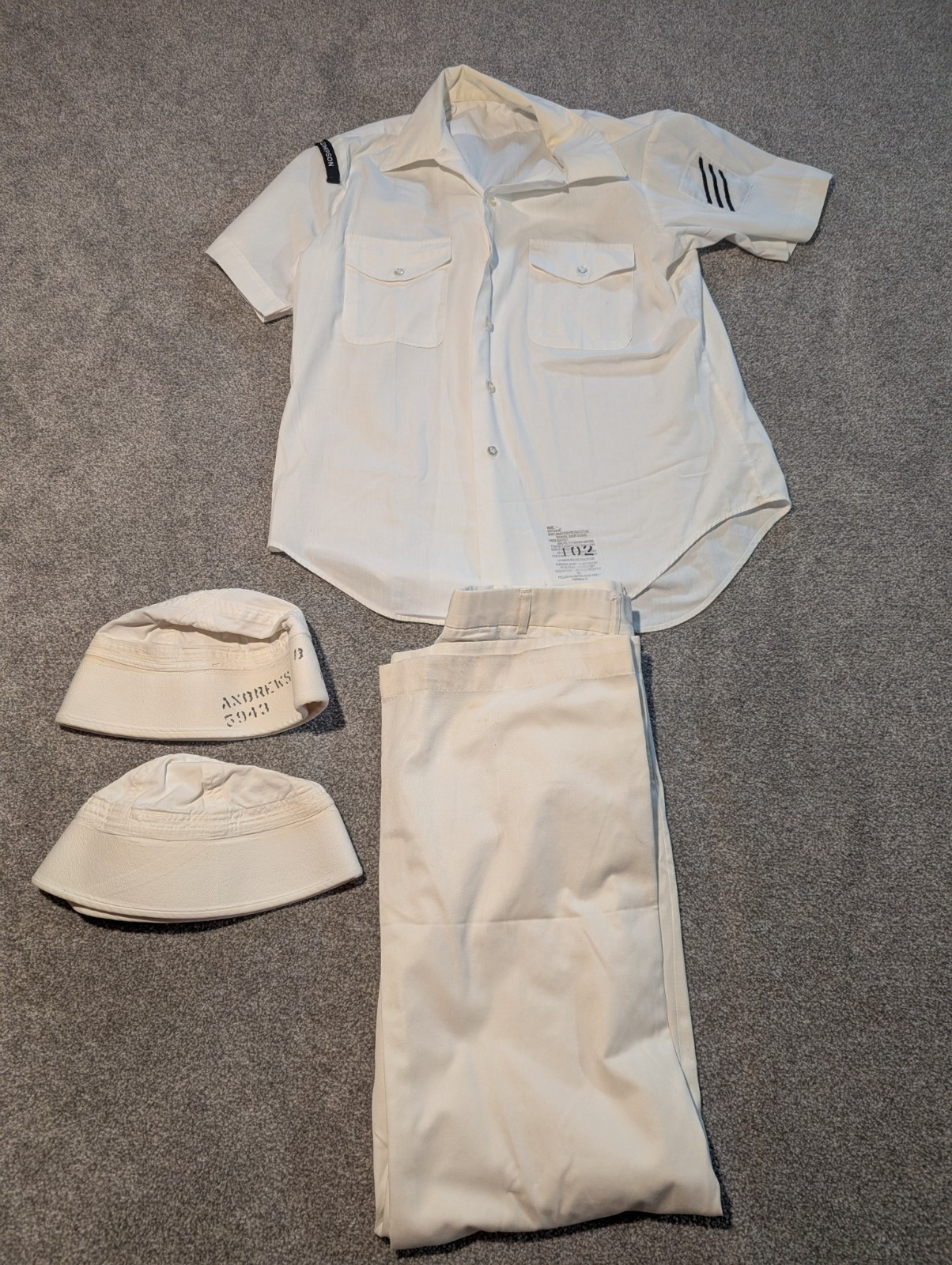 US Navy Outfit Shirt Mens Medium + Pants 30x31 + Hats 7 1/2 Dress White Tropical