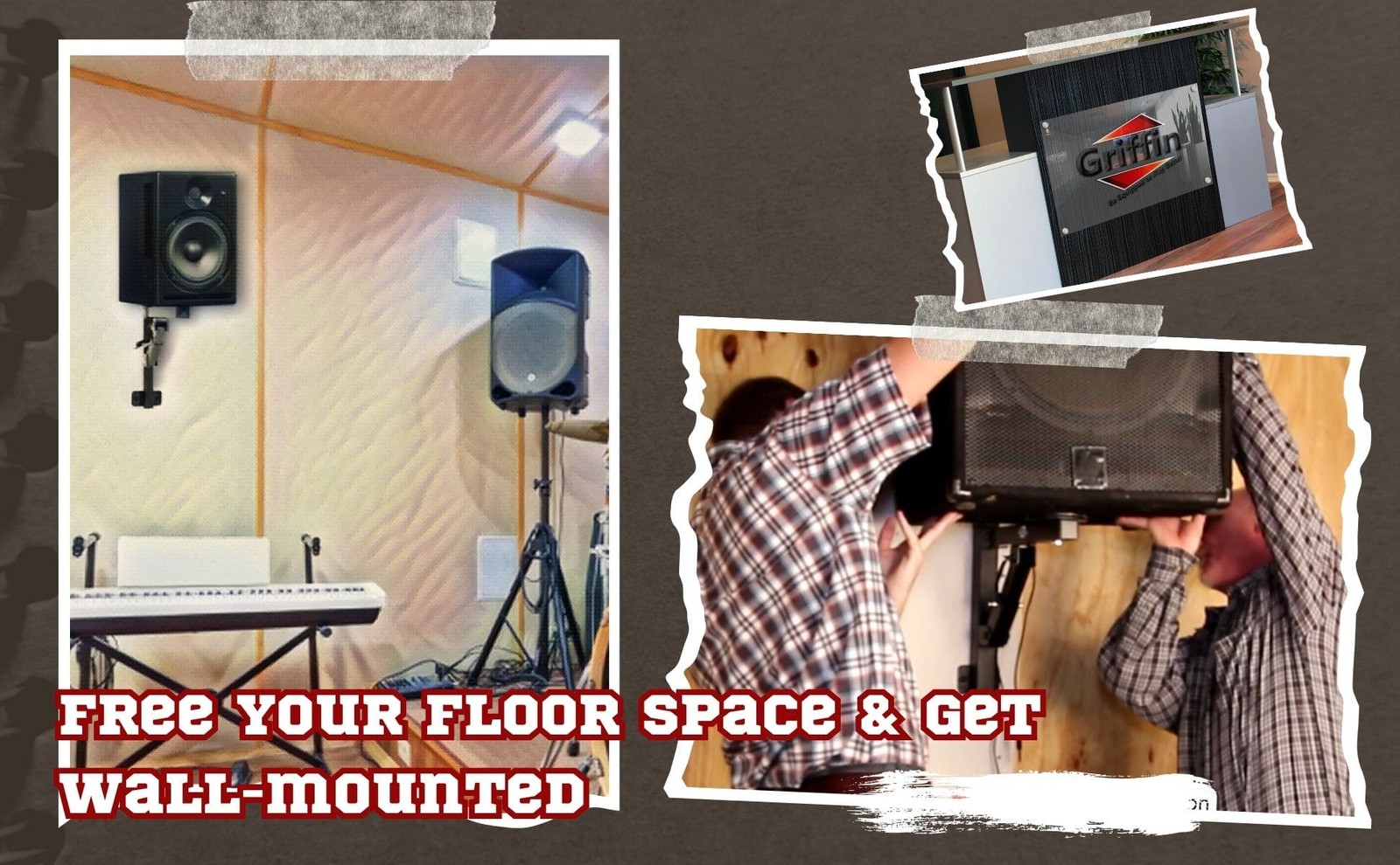 6-PACK Wall Mountable PA Speaker Bracket Stands GRIFFIN | Level Tilt Adjustments