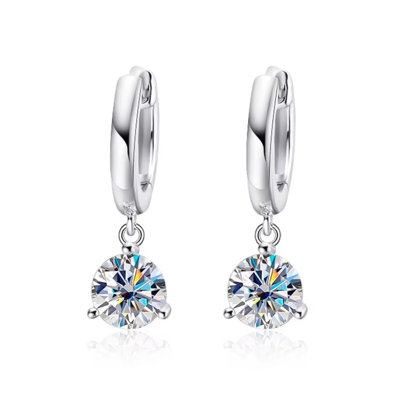 0.5-2ct D VVS1 Moissanite Drop Hoop Earrings for Women 925 Sterling Silver Gift