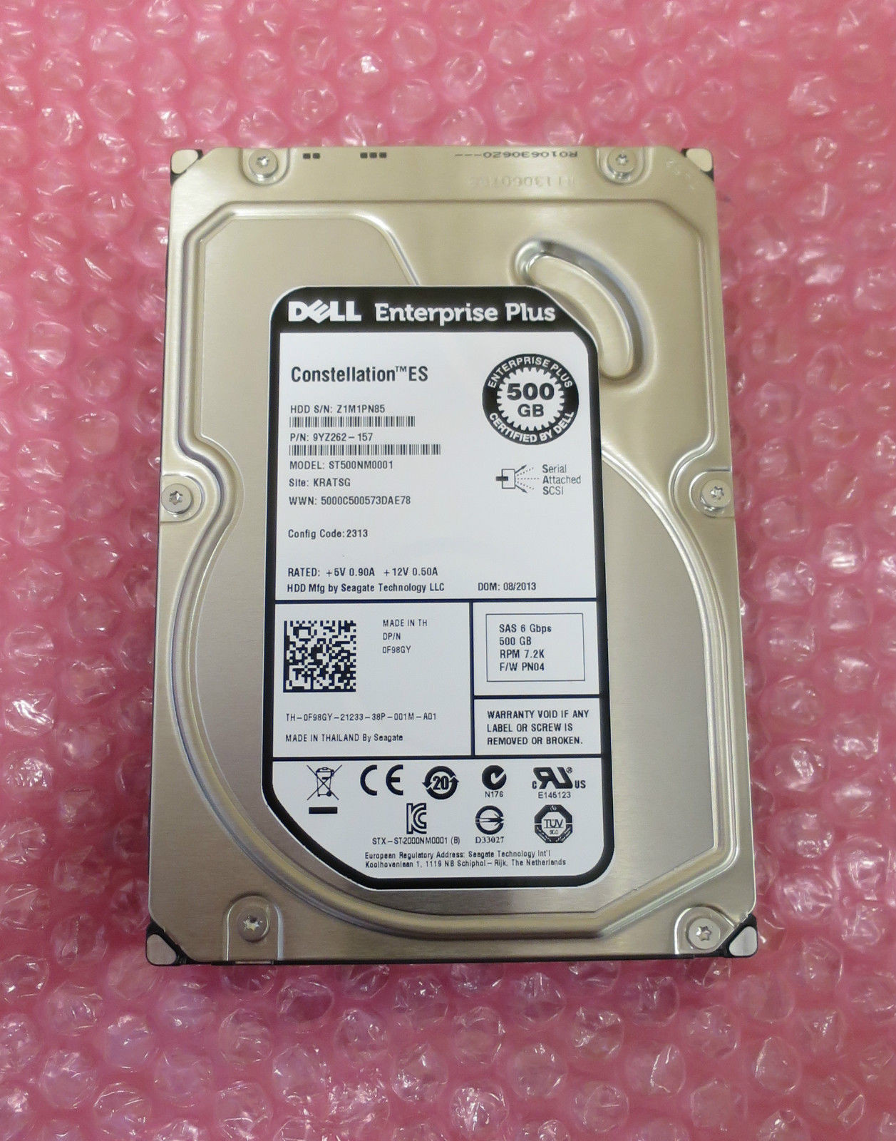 NEW DELL EqualLogic 500GB 7.2K 3.5" SAS ST500NM0001 9YZ262-157 HDD F98GY