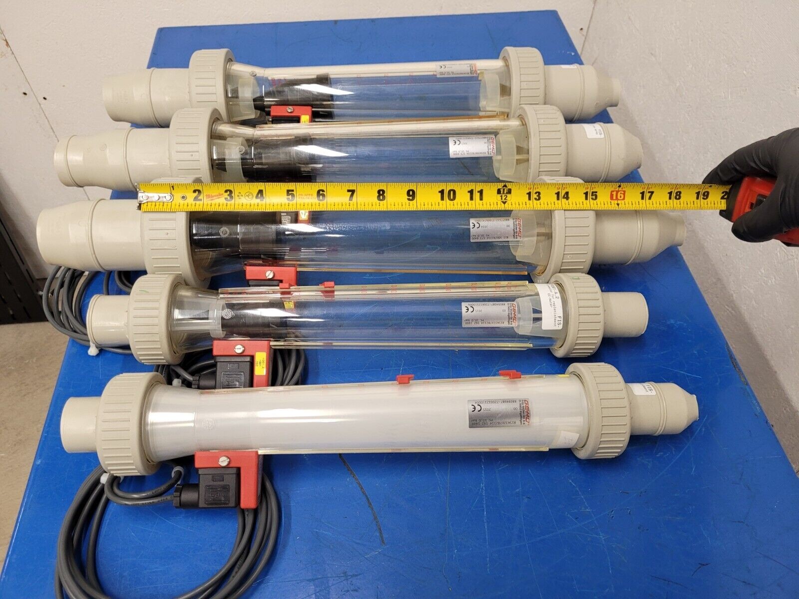 Lot of 5x GEMU 815 R50 Plastic Variable Area Flow Meter Liquids Gases w/ sensors